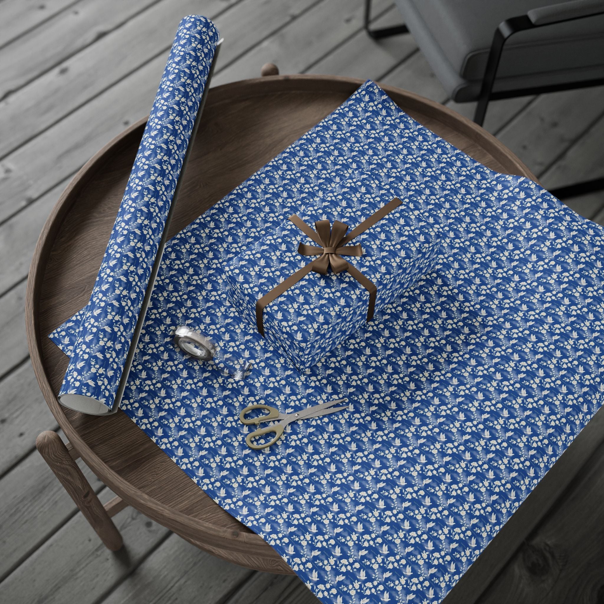 Dove & White Rose Grace Pattern — African American Gift Wrap by Family Wrap Co.