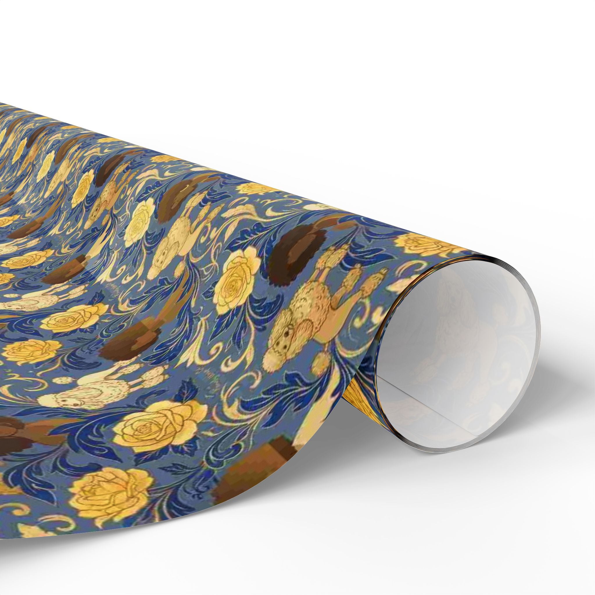 Sapphire Crown & Golden Bloom Wrapping Paper — Family Wrap Co.
