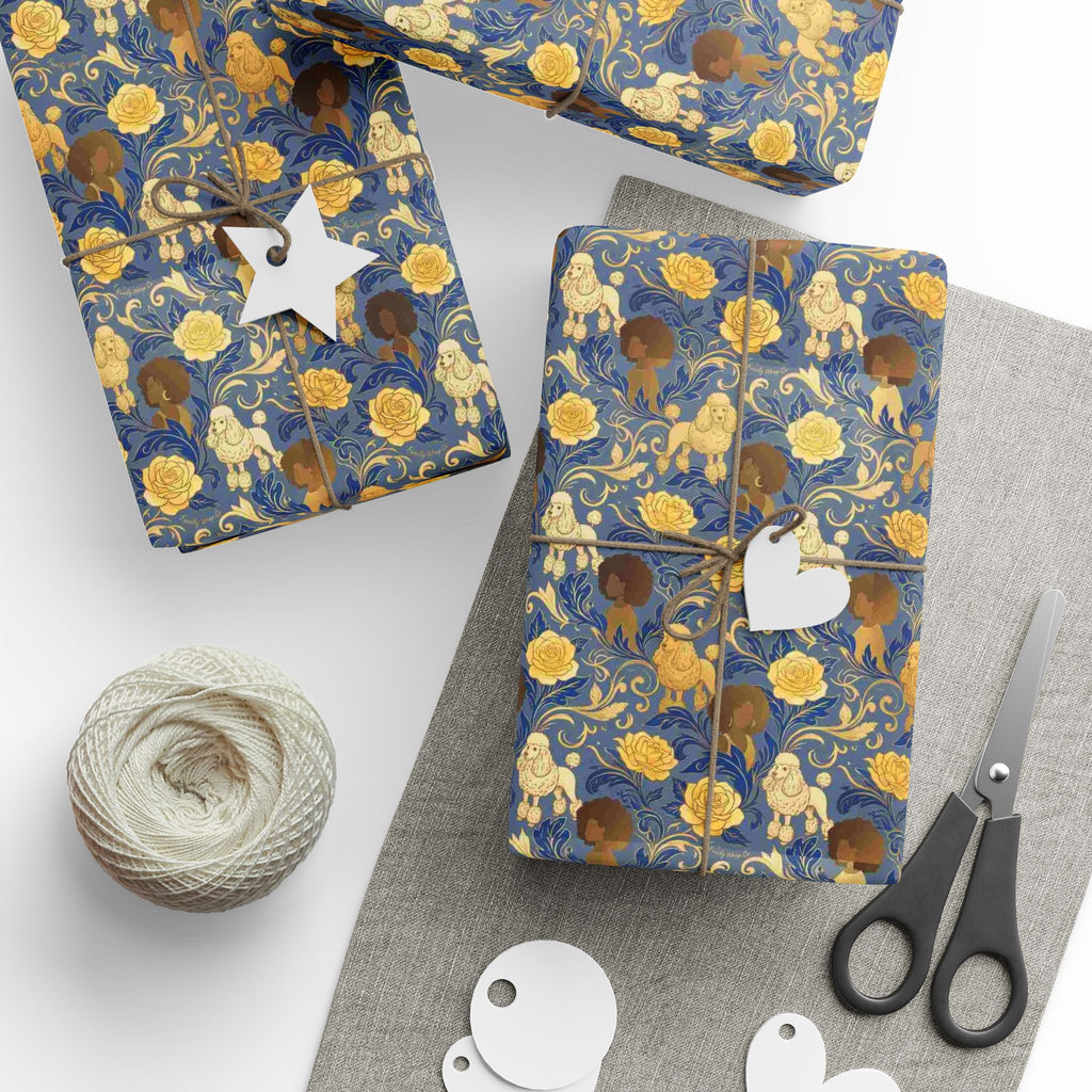 Sapphire Crown & Golden Bloom Wrapping Paper — Family Wrap Co.