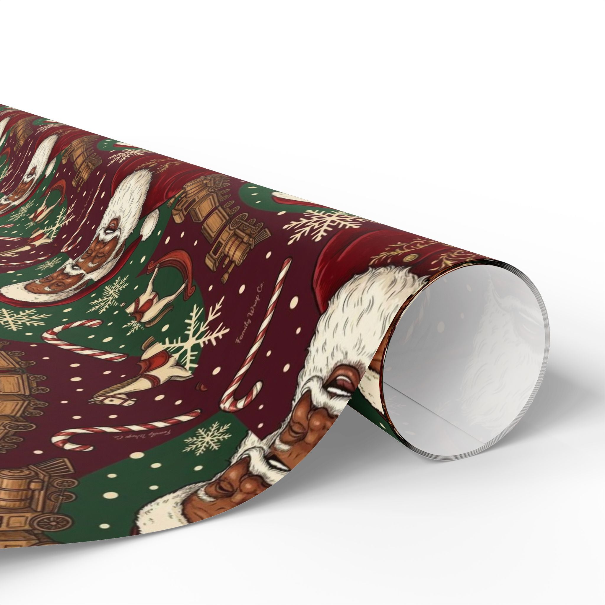 Jolly Black Santa Workshop Pattern — African American Gift Wrap by Family Wrap Co.