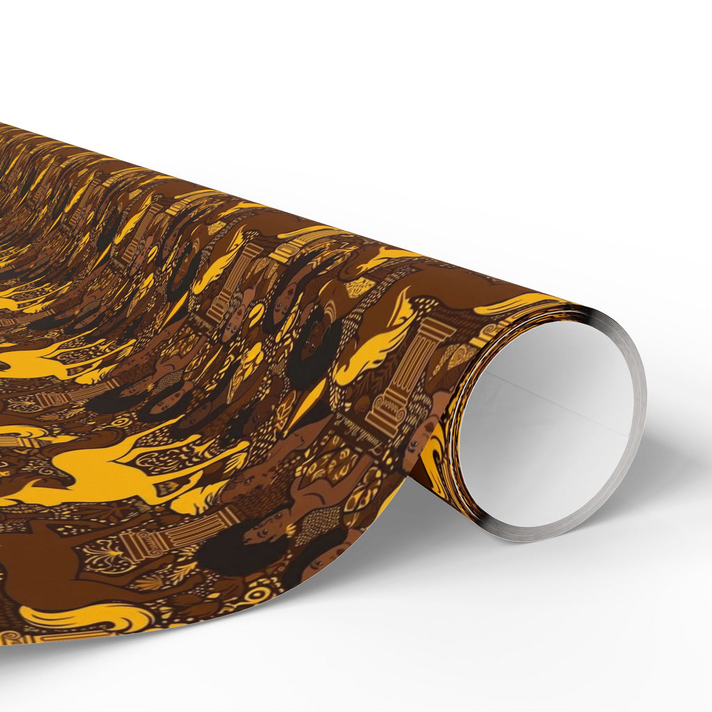 Brown & Gold Heritage Women's Pattern — African American Gift Wrap by Family Wrap Co.