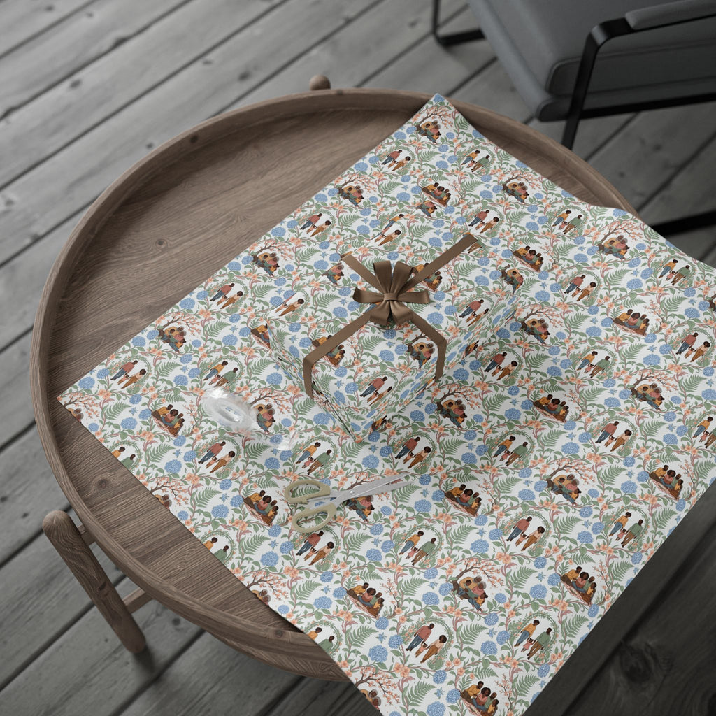 Grandparents & Grandchildren — Powder Blue Serenity Wrapping Paper — Family Wrap Co.