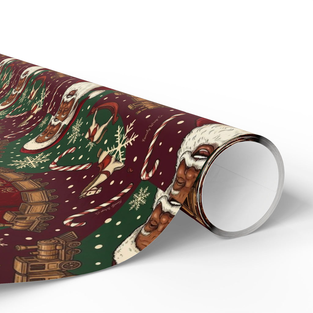 Jolly Black Santa Workshop Pattern — African American Gift Wrap by Family Wrap Co.
