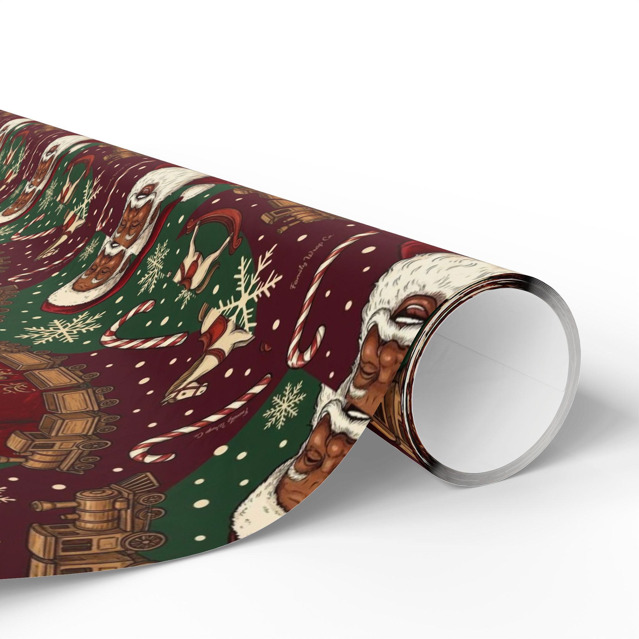 Jolly Black Santa Workshop Pattern — African American Gift Wrap by Family Wrap Co.