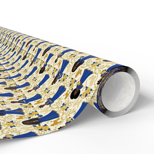Blue & Gold Filigree Royale — Women's Sophistication — African American Gift Wrap by Family Wrap Co.