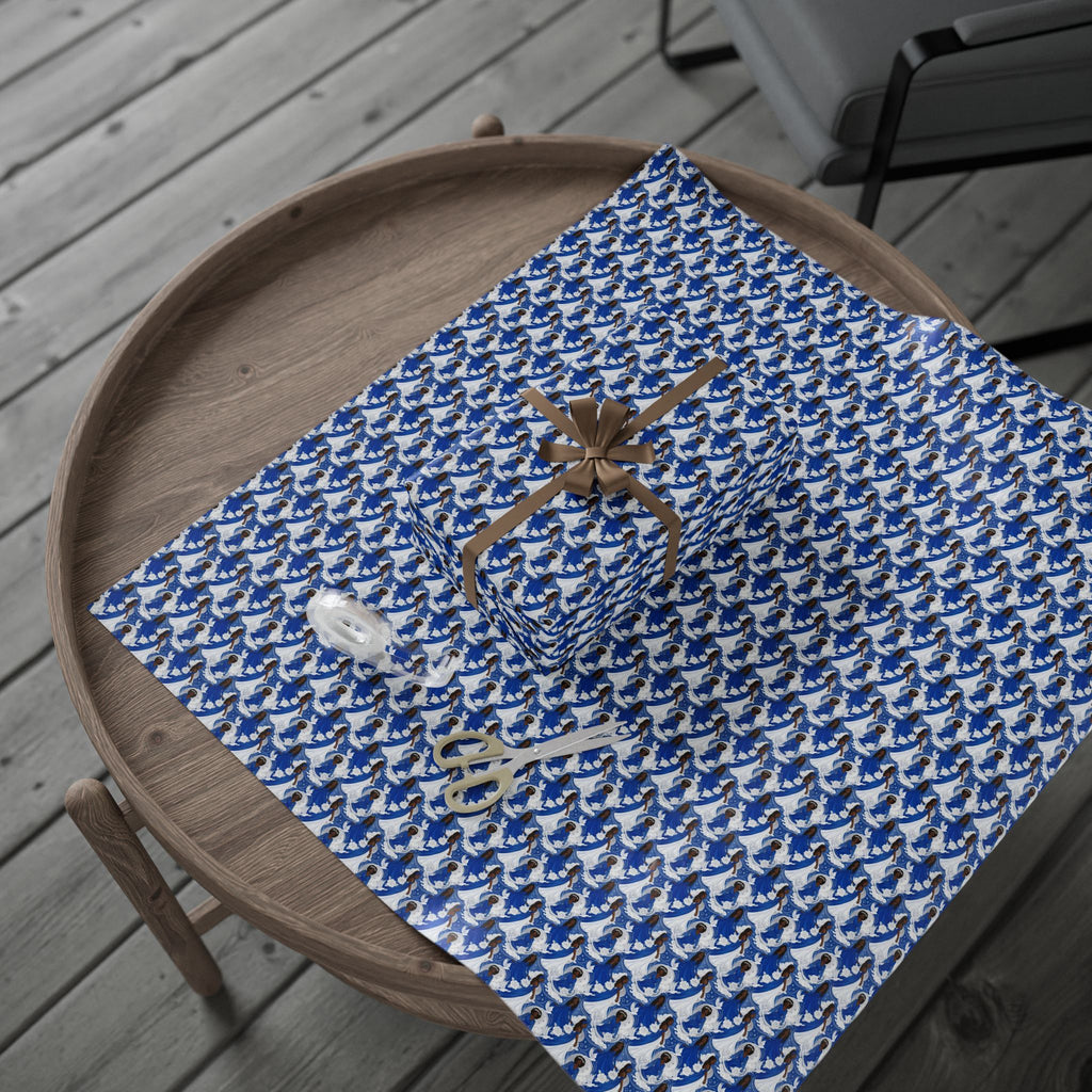 Royal Blue & White Dove Sky -- Women of Grace — African American Gift Wrap by Family Wrap Co.