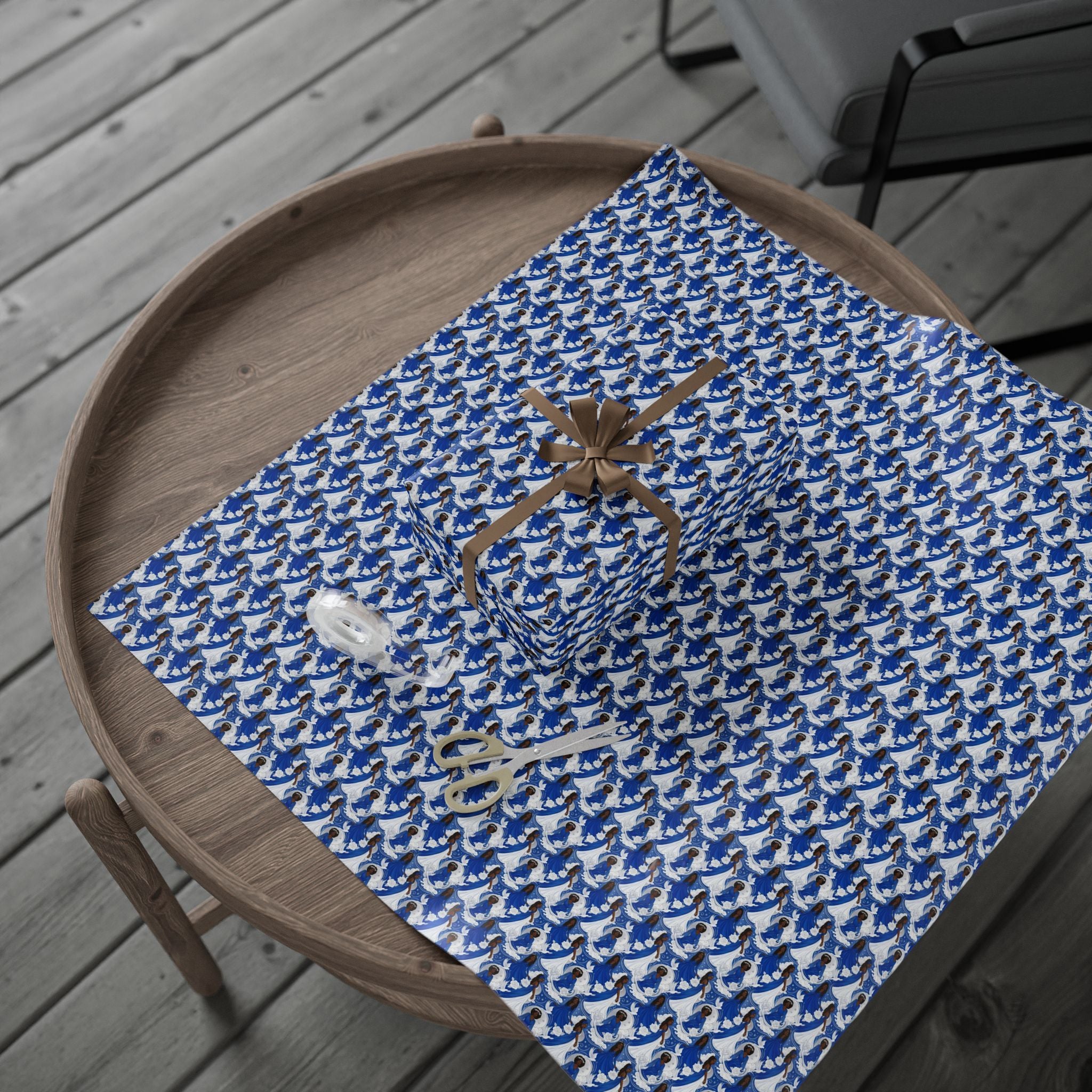 Royal Blue & White Dove Sky -- Women of Grace — African American Gift Wrap by Family Wrap Co.