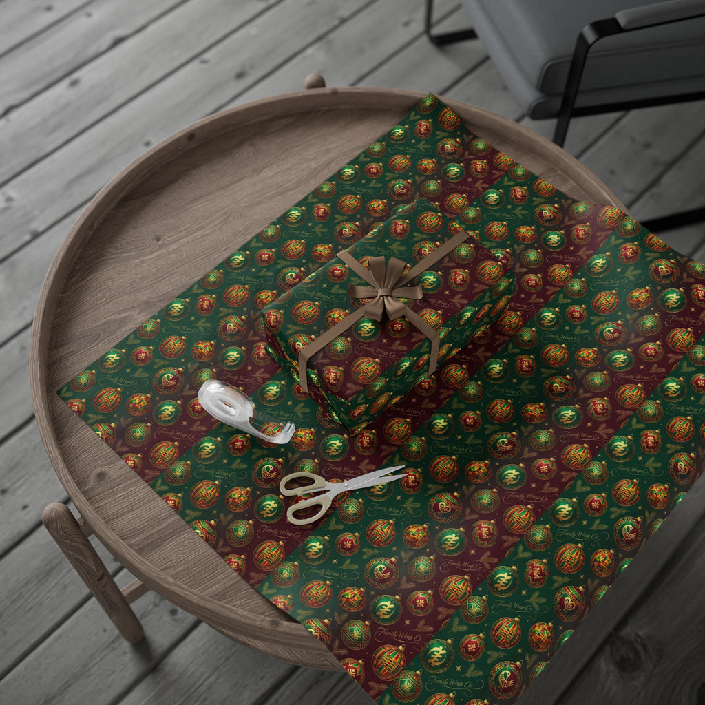 Golden Ornament Celebration Wrapping Paper — Family Wrap Co.