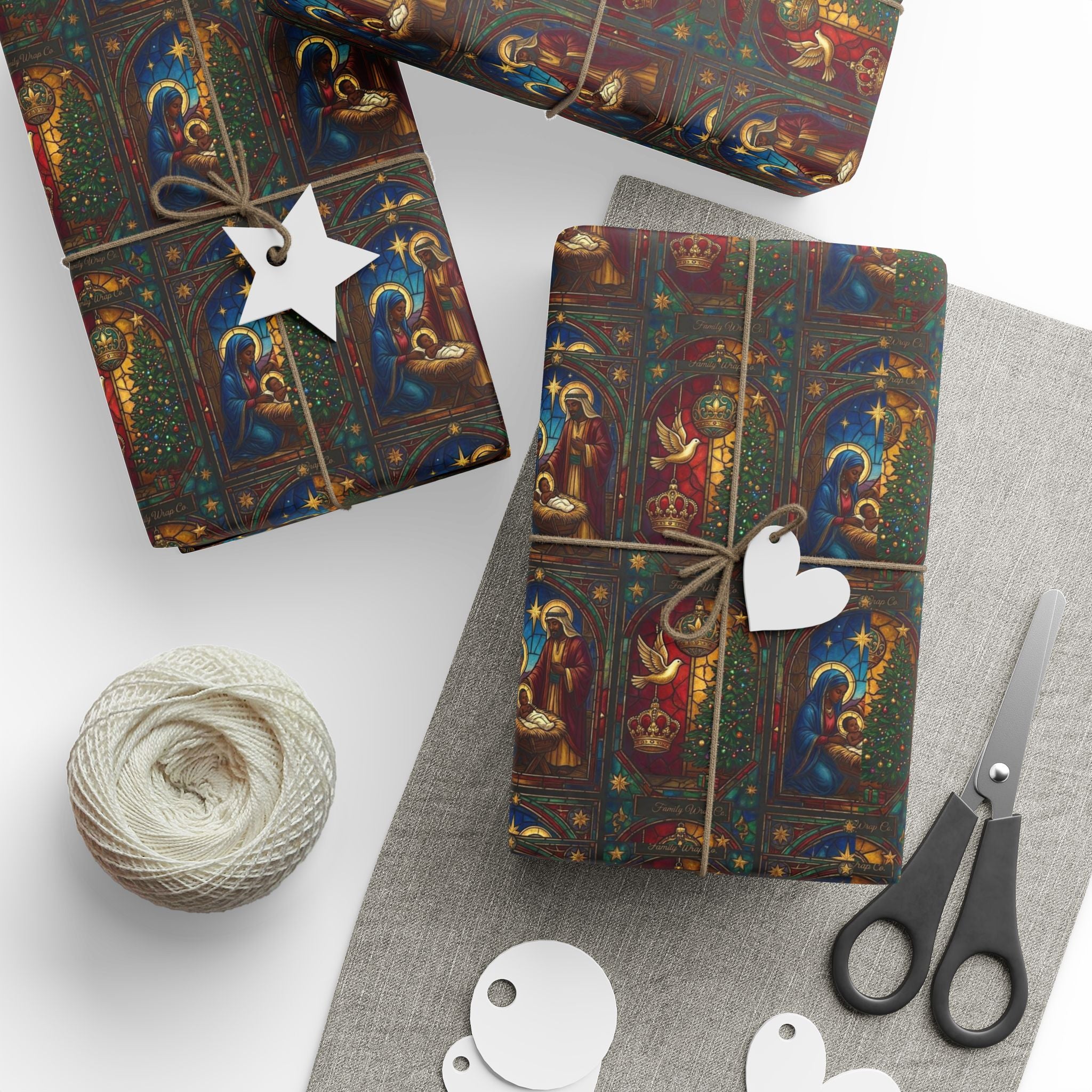 Afrocentric Nativity Scene Pattern — African American Gift Wrap by Family Wrap Co.