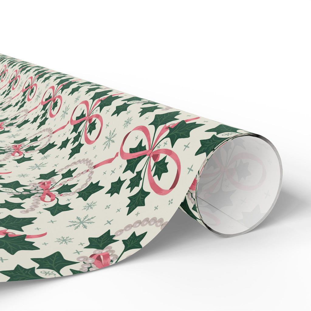 Mr. & Mrs. Claus Sweet Treats Pink & Green Holiday Wrapping Paper — Family Wrap Co.
