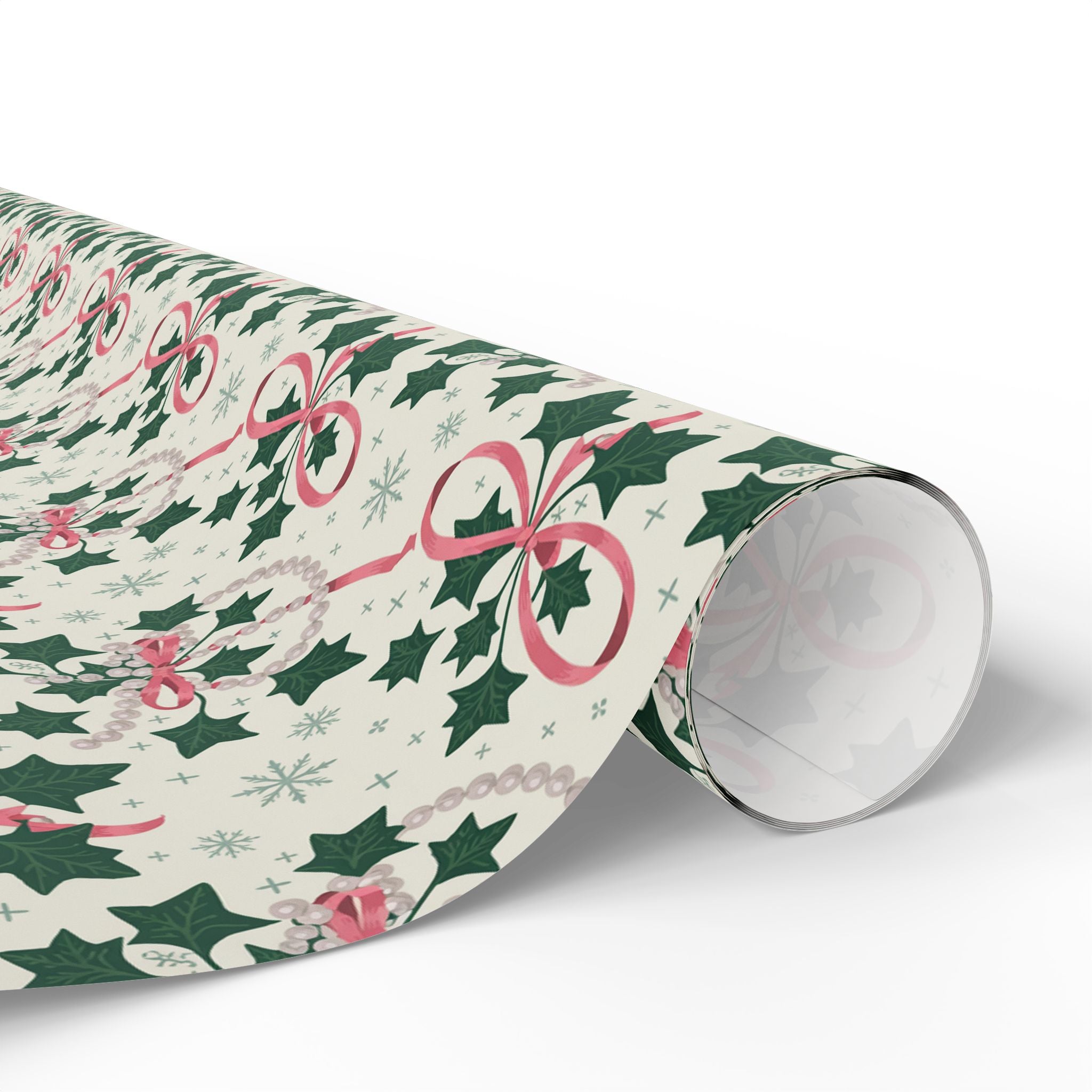 Mr. & Mrs. Claus Sweet Treats Pink & Green Holiday Wrapping Paper — Family Wrap Co.