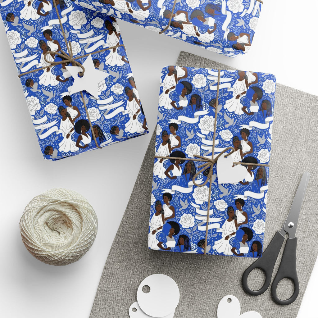 Royal Blue Grace Women's Pattern — African American Gift Wrap by Family Wrap Co.