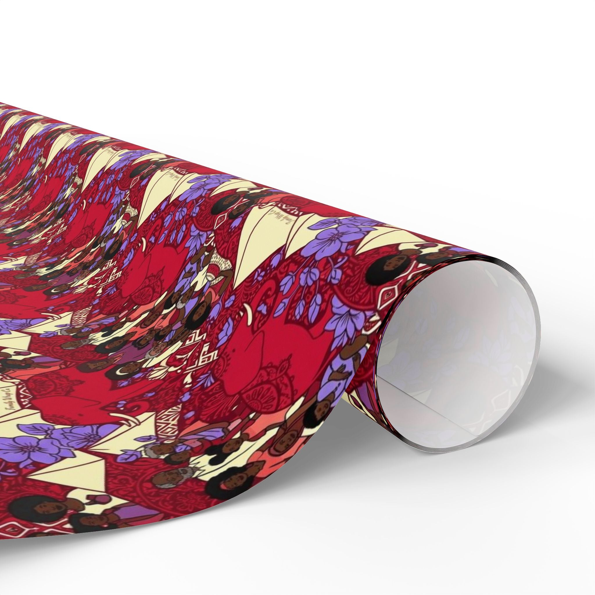 Crimson & Cream Heritage Family Wrap — African American Gift Wrap by Family Wrap Co.