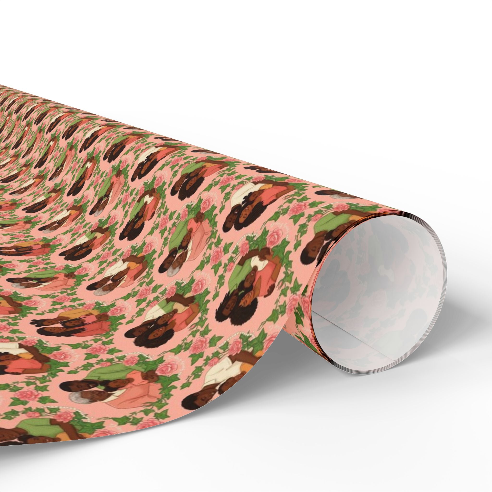 Pink & Green Ivy Bloom -- Families of Grace — African American Gift Wrap by Family Wrap Co.
