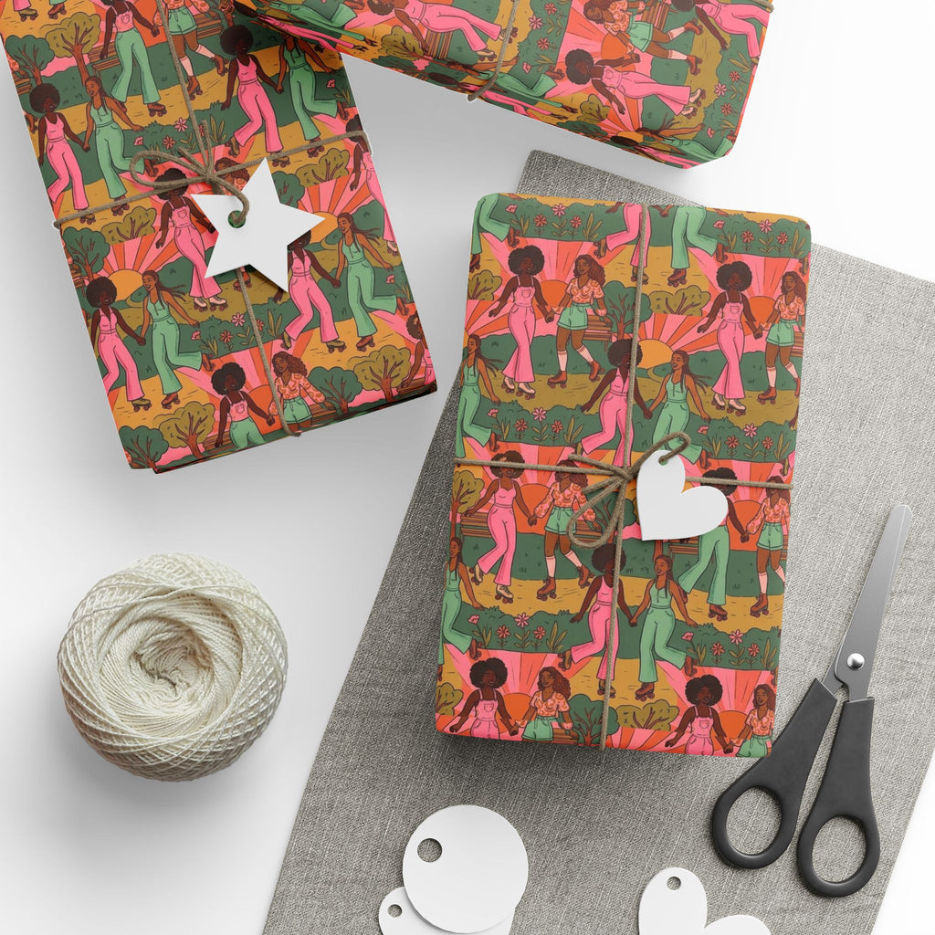 Sunset Roller Skating Energy Wrapping Paper — Family Wrap Co.