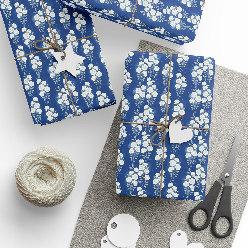 White Rose Cascade Pattern — African American Gift Wrap by Family Wrap Co.