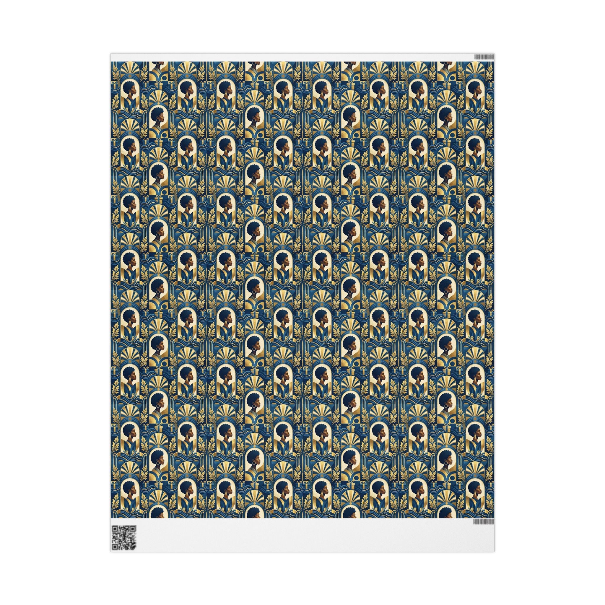 Blue & Gold Modern Muse Mosaic Wrapping Paper — Family Wrap Co.