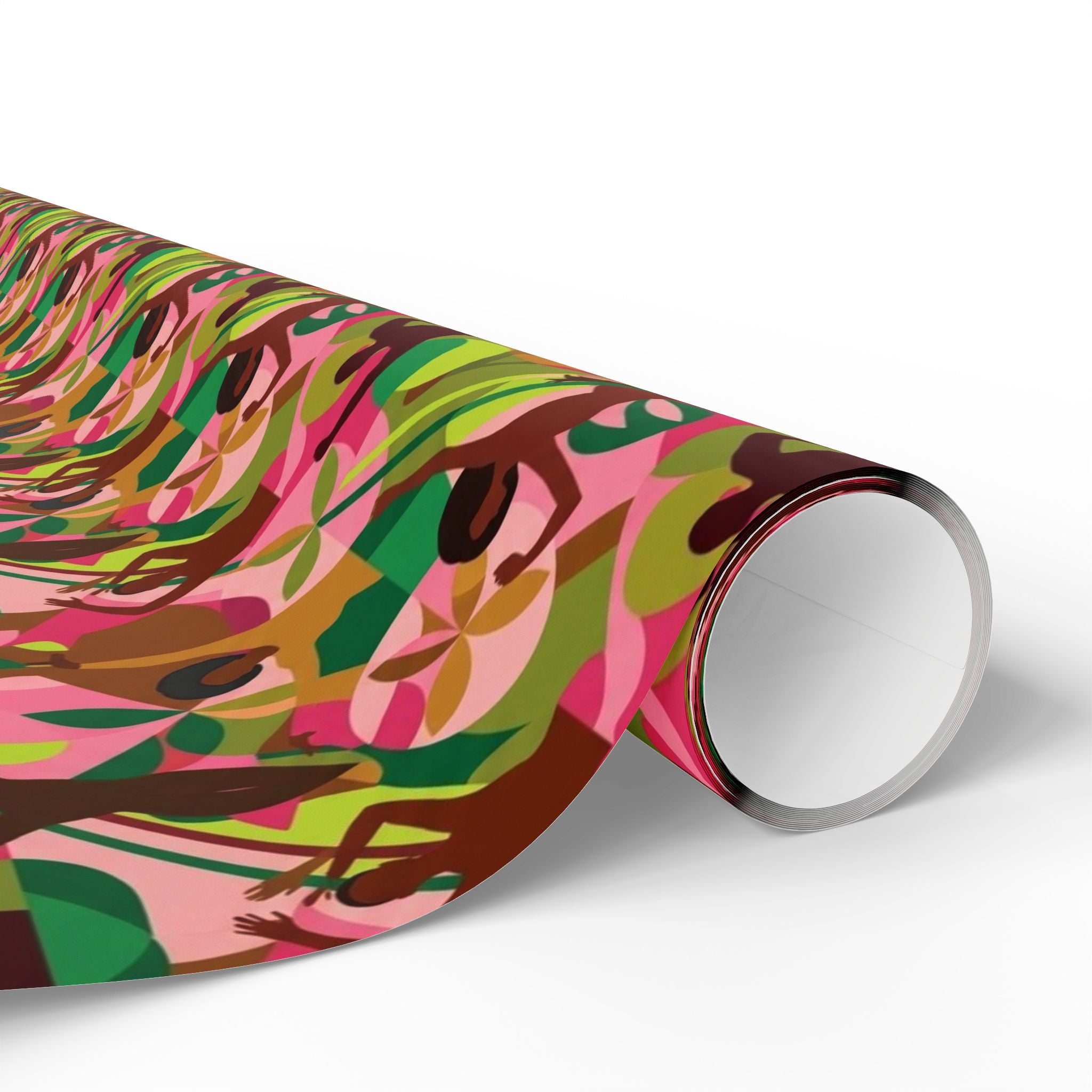 Pink & Green Abstract Figures Wrapping Paper — Family Wrap Co.