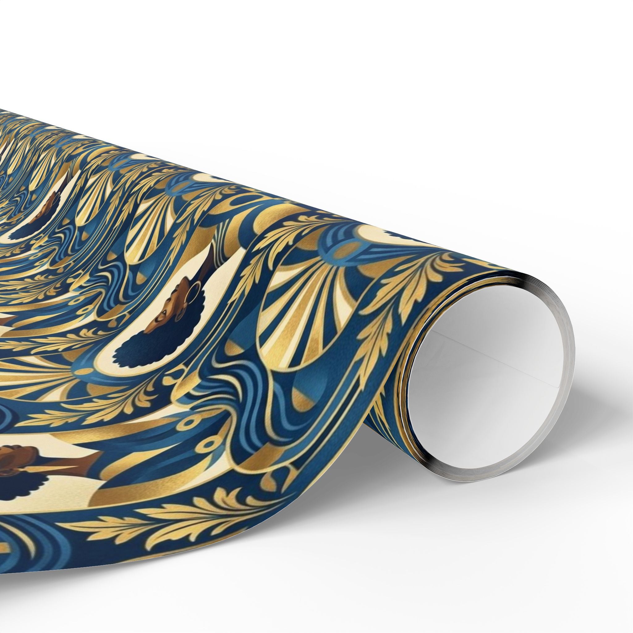 Blue & Gold Modern Muse Mosaic Wrapping Paper — Family Wrap Co.