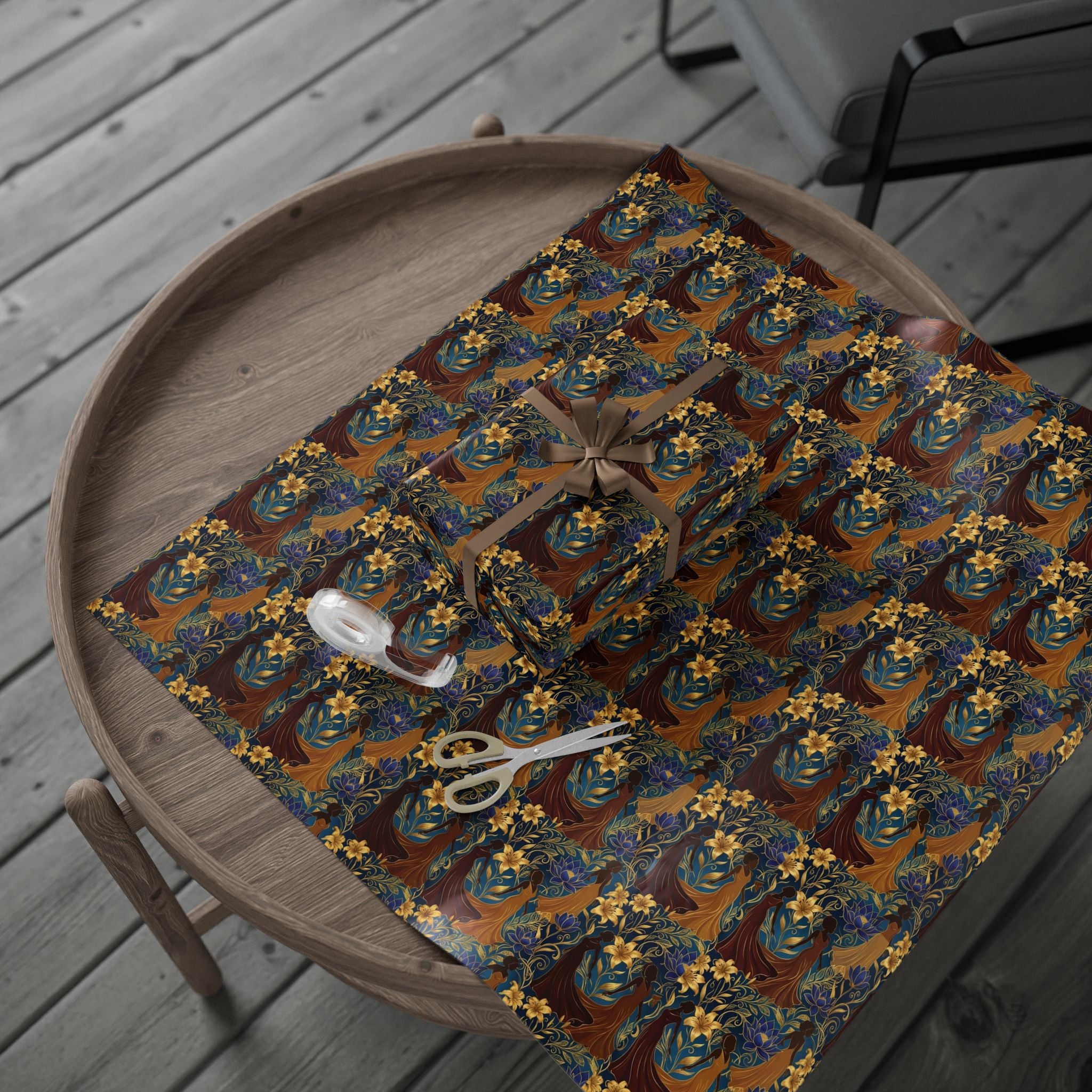 Blue Gold Botanical Luxe Wrapping Paper — Family Wrap Co.