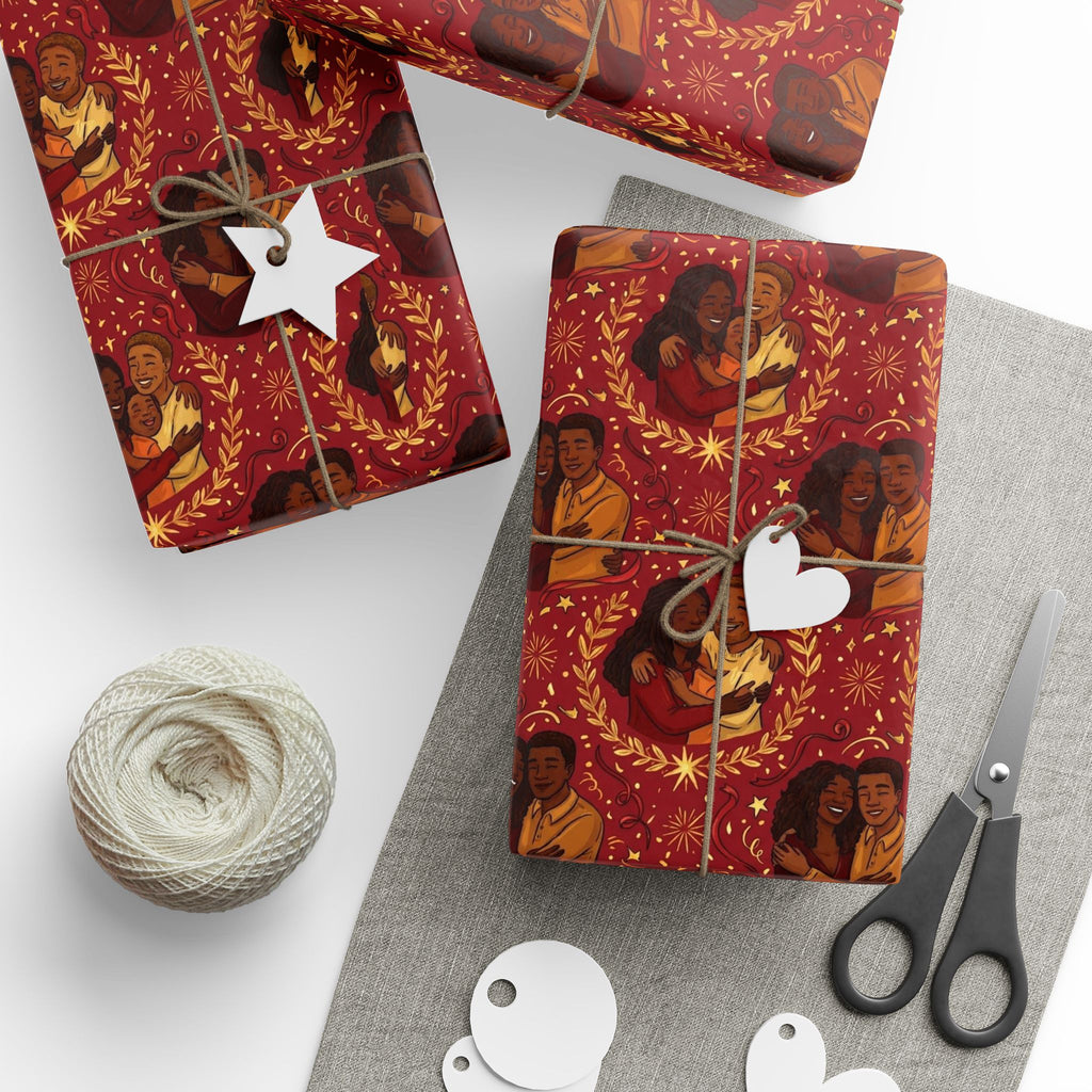 Crimson & Gold Festive Families Wrapping Paper — Family Wrap Co.