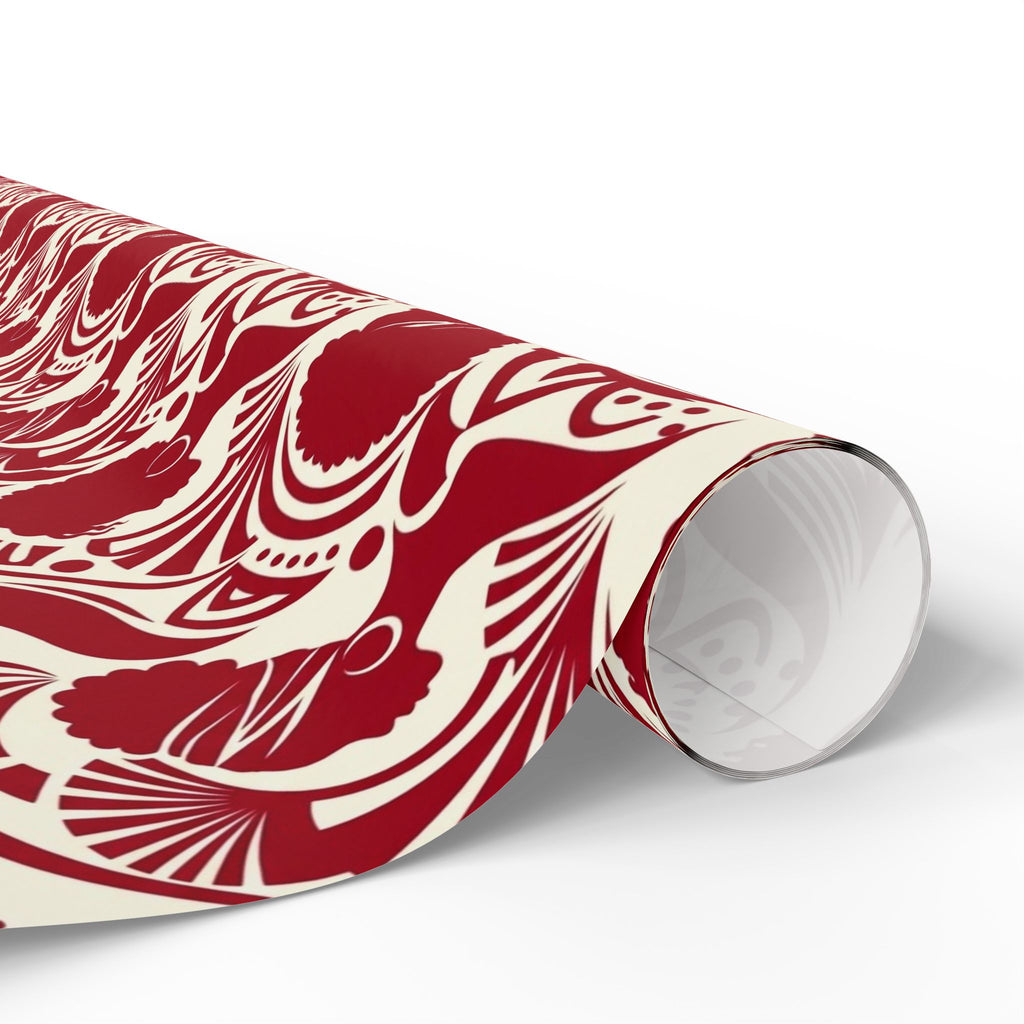 Crimson & Cream Modern Silhouette Rhythm Gift Wrap — Family Wrap Co.