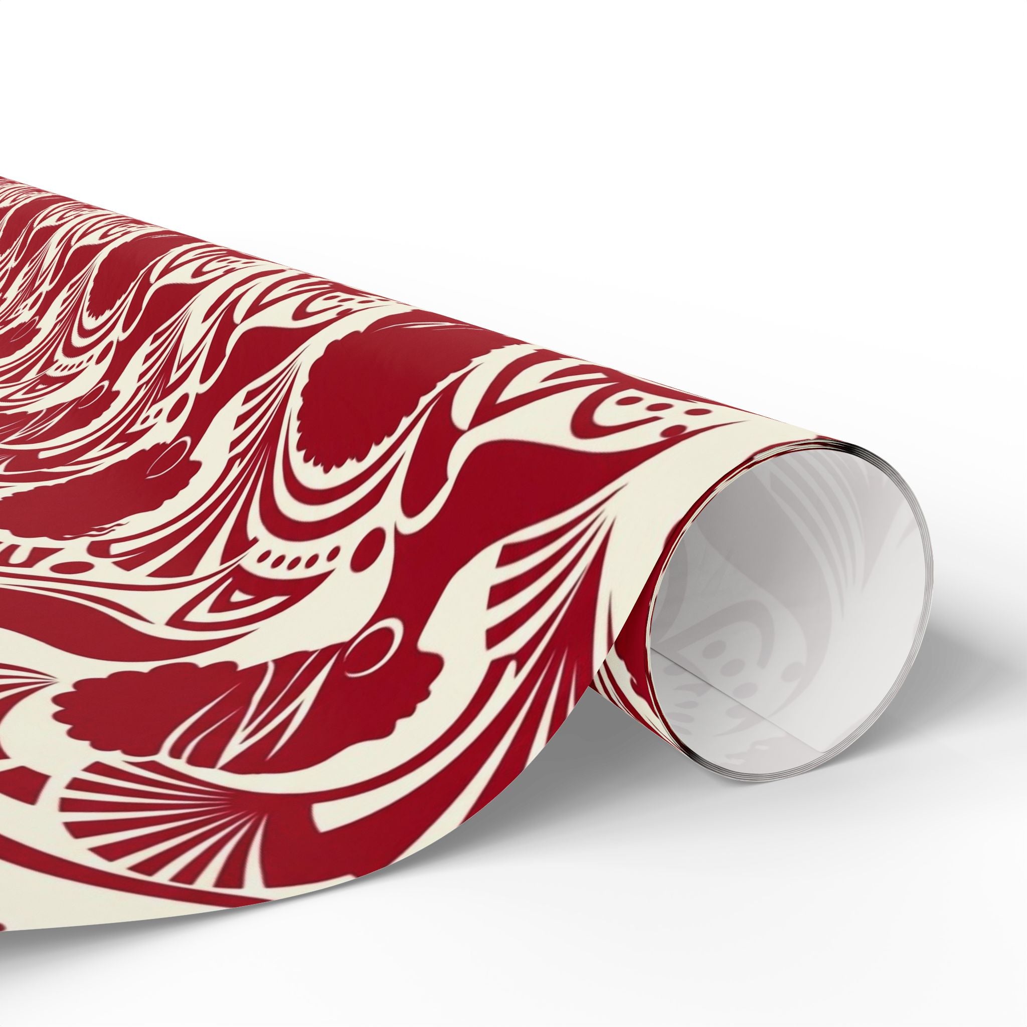 Crimson & Cream Modern Silhouette Rhythm Gift Wrap — Family Wrap Co.