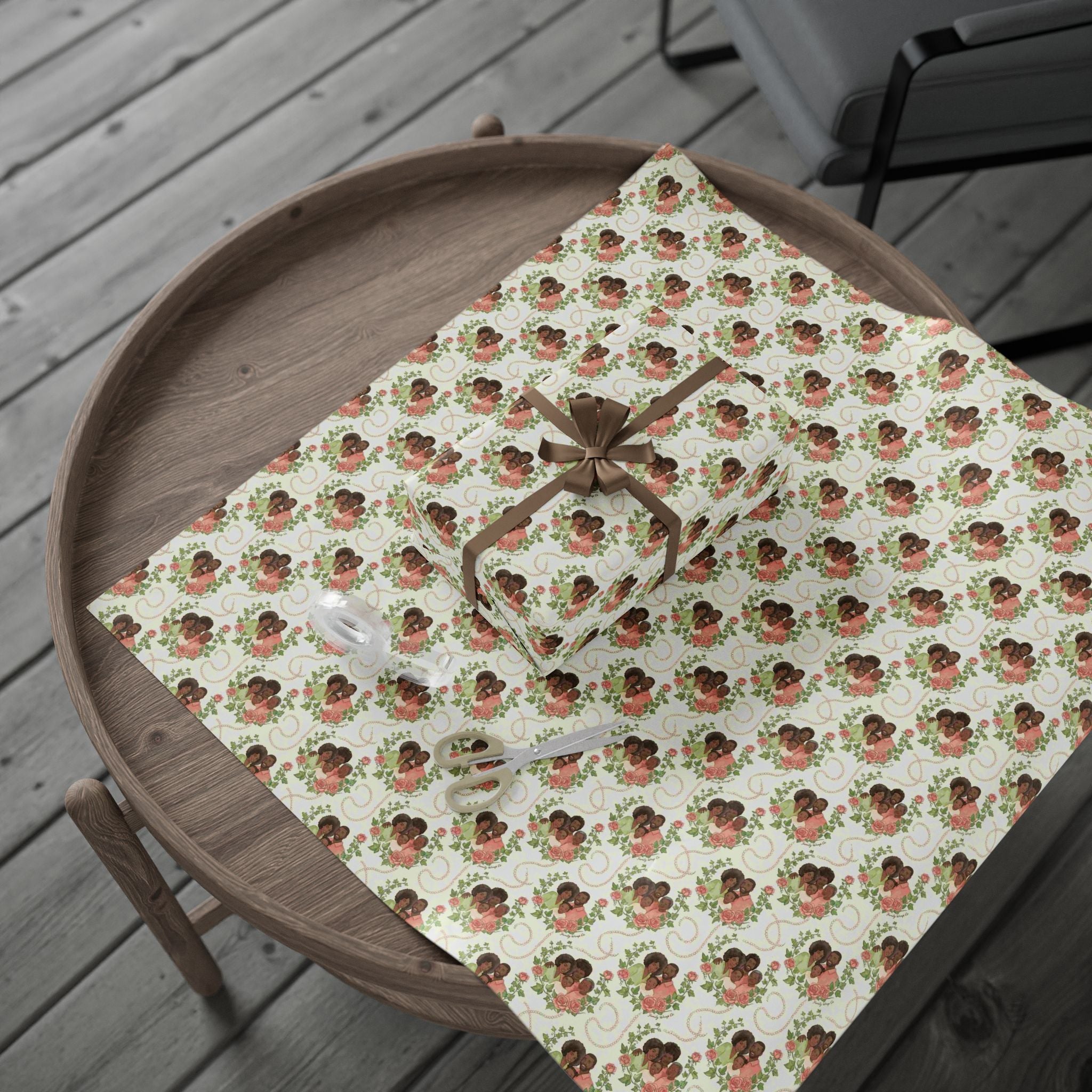 Pink & Green Floral Family Garden Gift Wrap — Family Wrap Co.