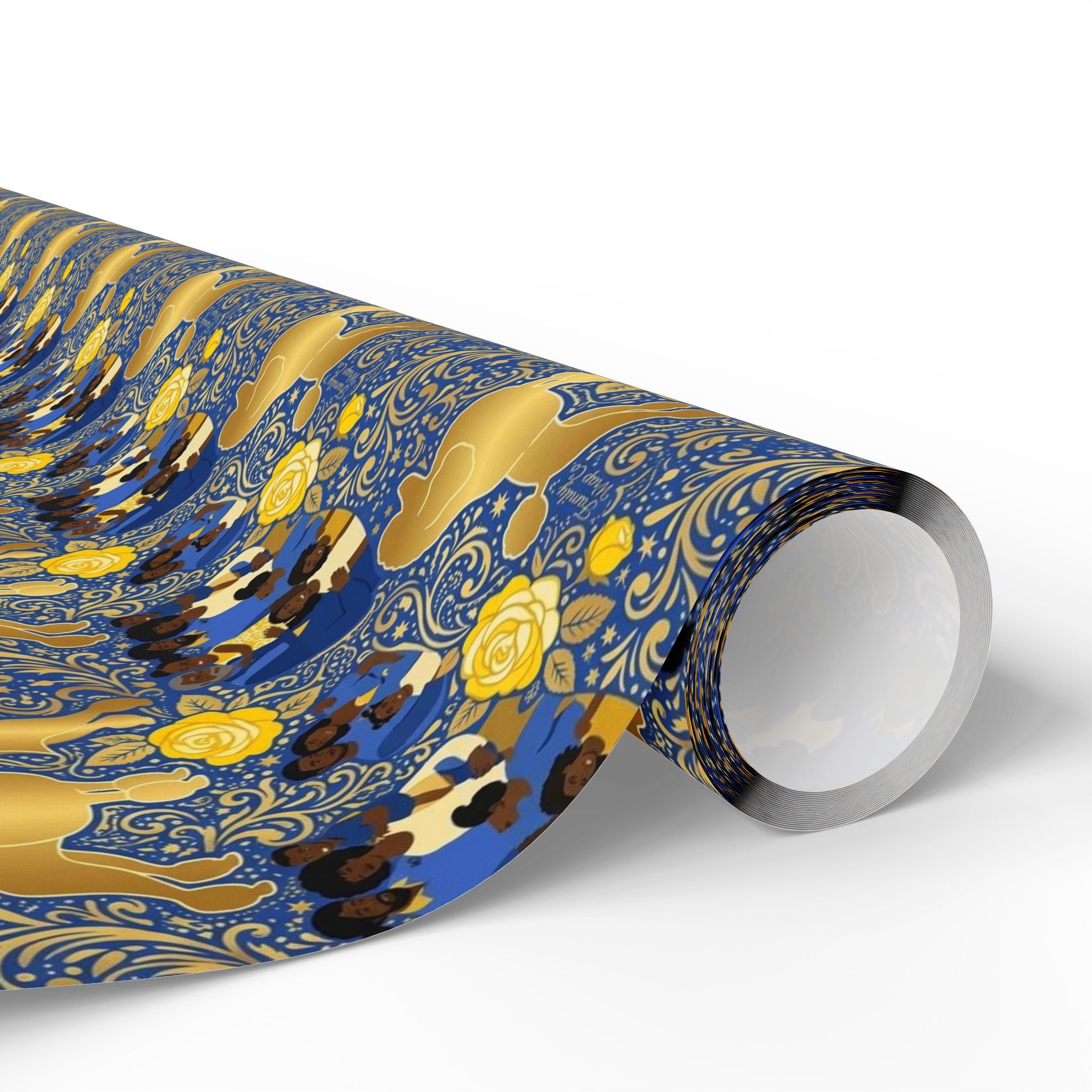 Blue & Gold Family Prestige Wrap — African American Gift Wrap by Family Wrap Co.