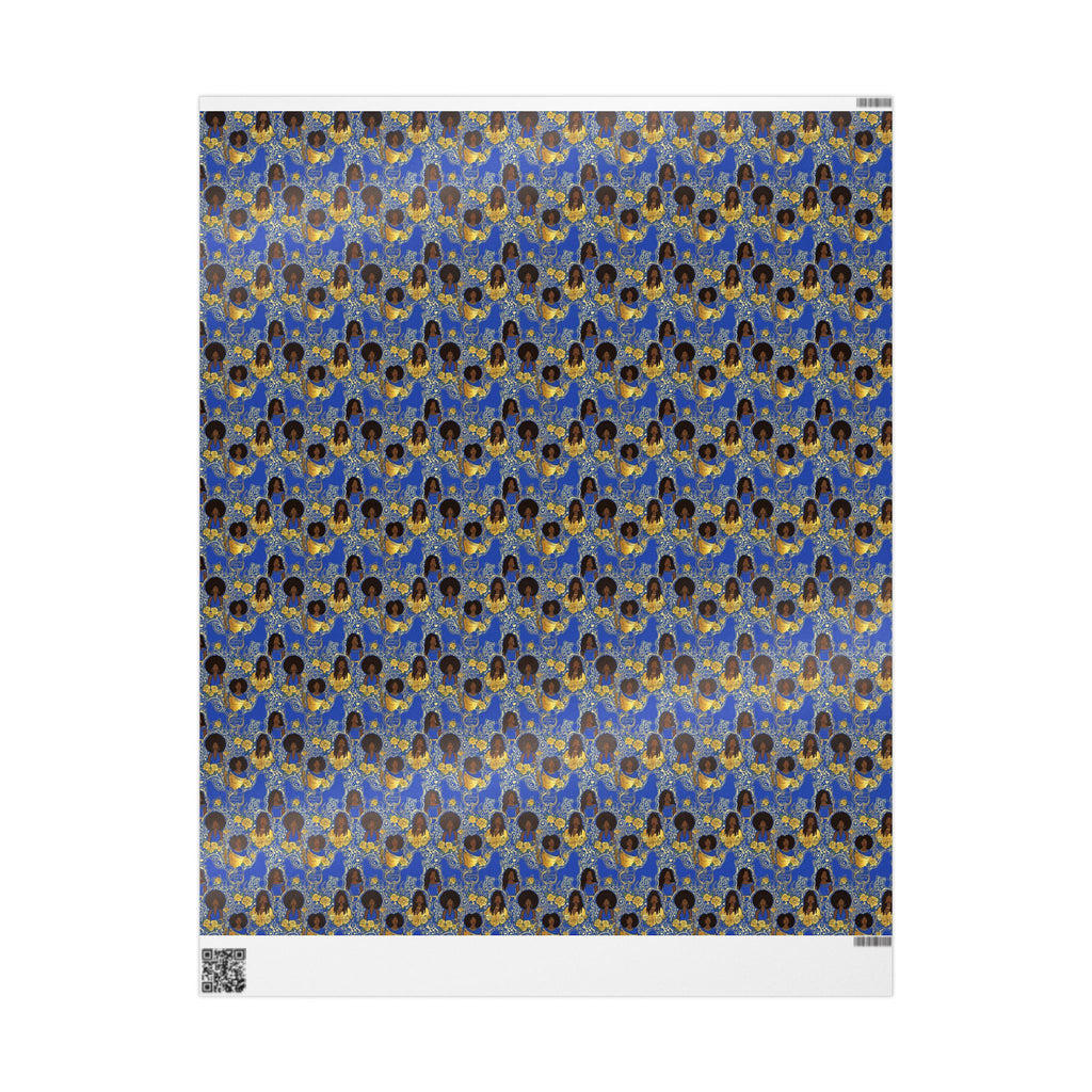 Blue & Gold Glamour Women's Collection — African American Gift Wrap by Family Wrap Co.