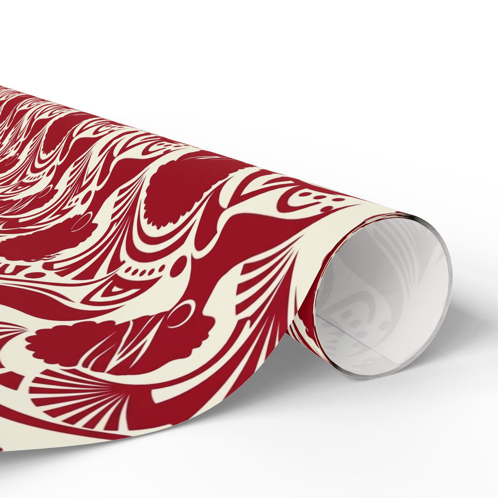 Crimson & Cream Modern Silhouette Rhythm Gift Wrap — Family Wrap Co.