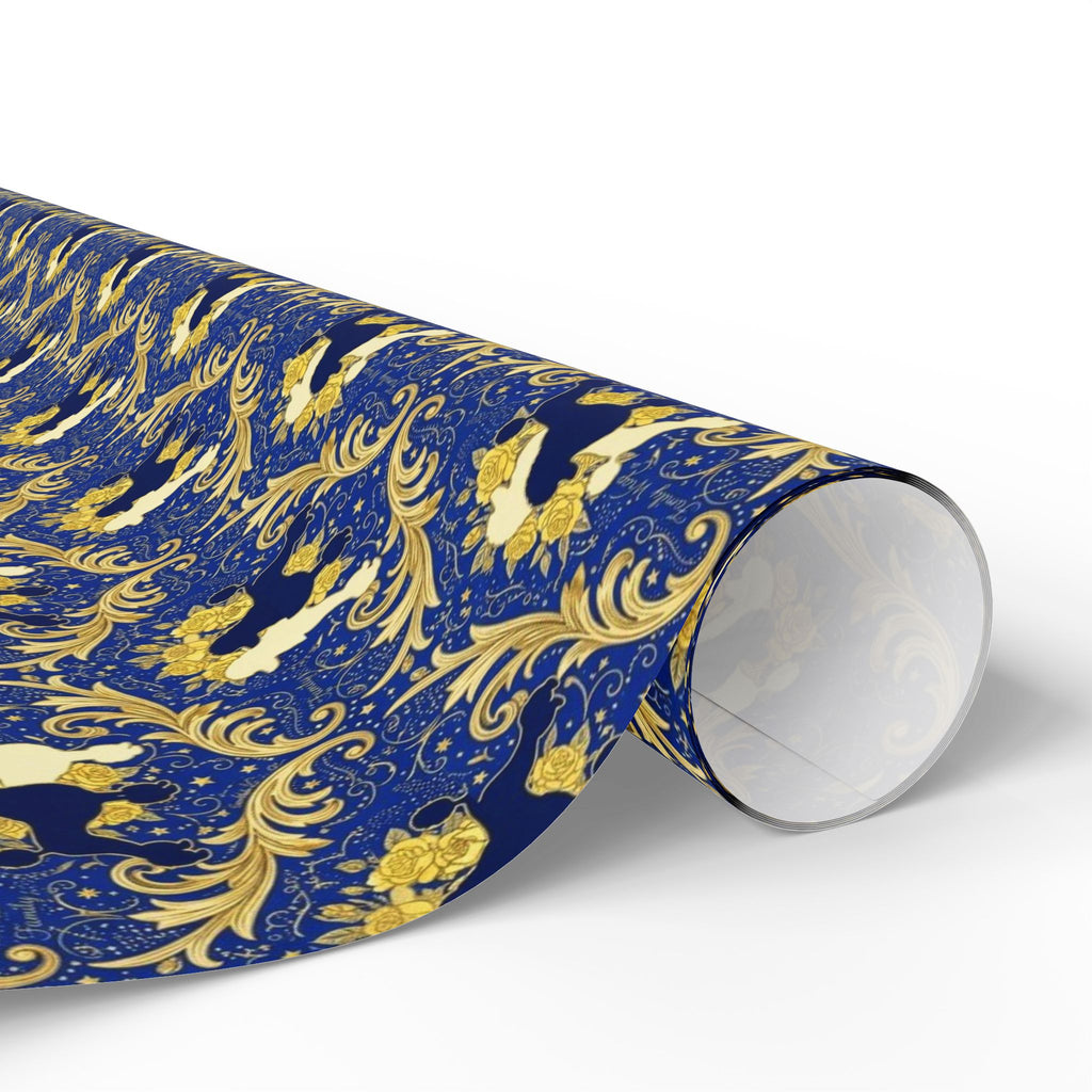 Blue & Gold Filigree Pattern — African American Gift Wrap by Family Wrap Co.