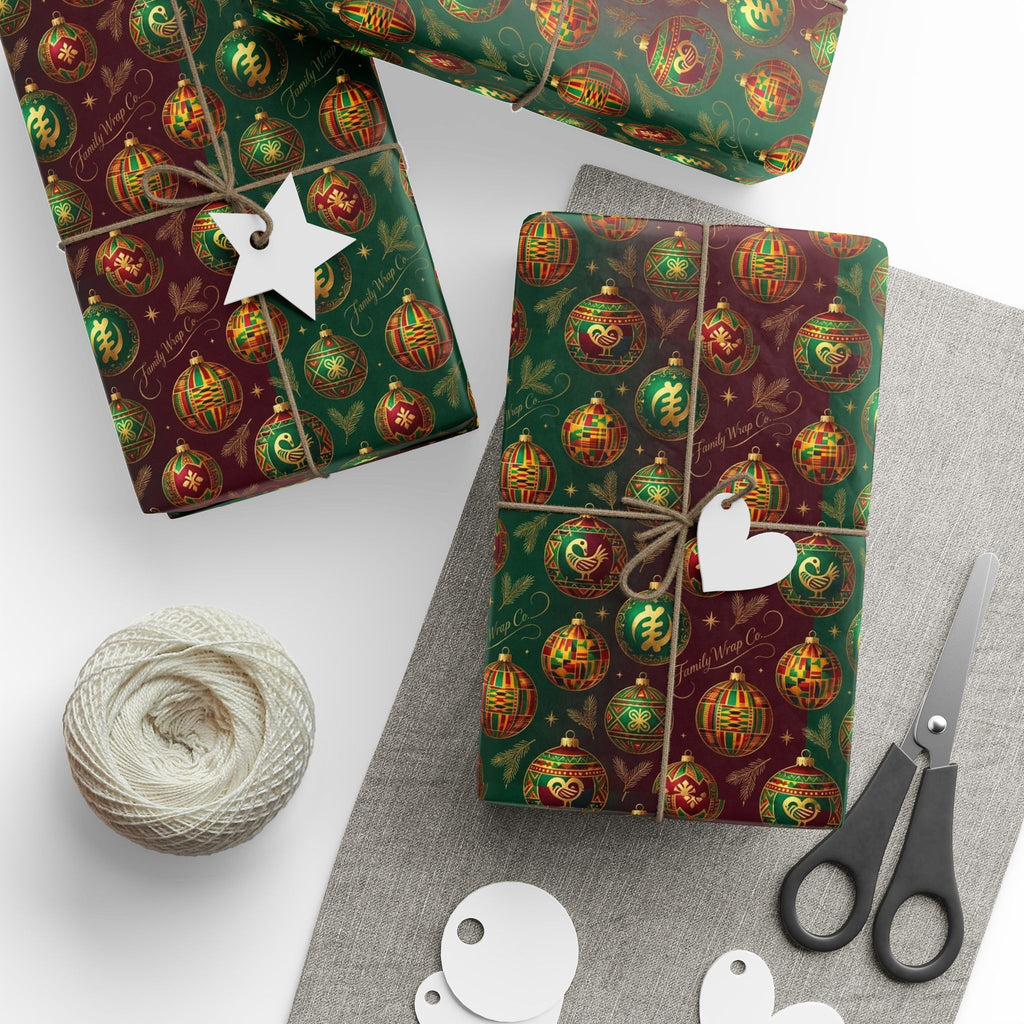 Golden Afrocentric Ornament Pattern — African American Gift Wrap by Family Wrap Co.