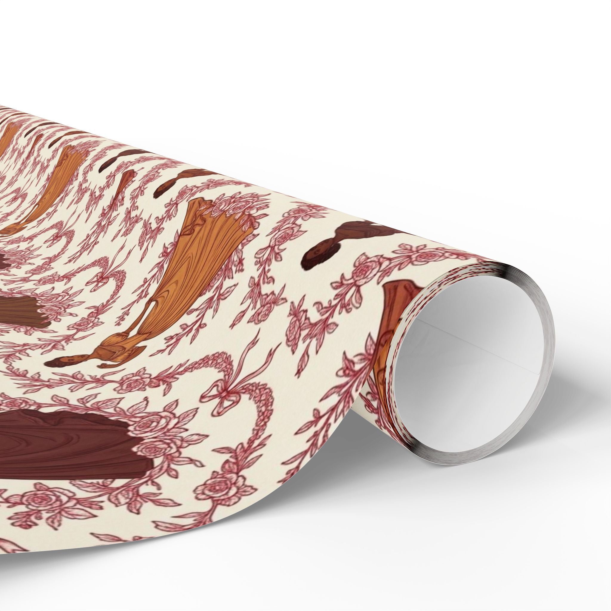 Crimson & Cream Toile Elegance Wrapping Paper — Family Wrap Co.