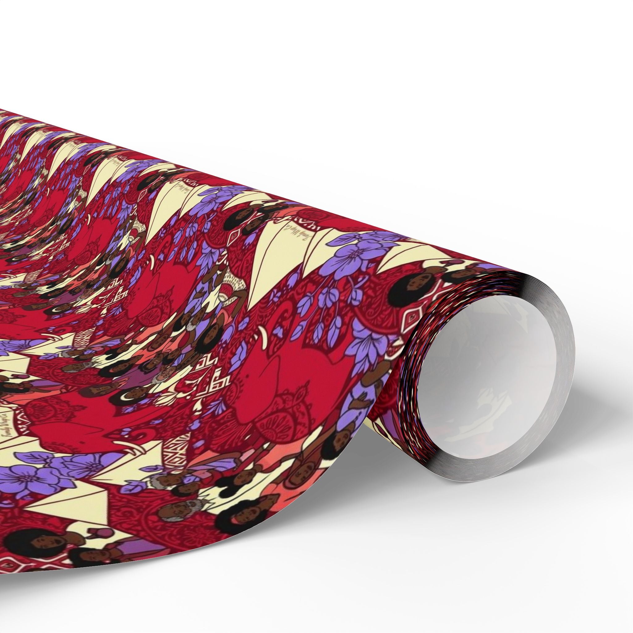 Crimson & Cream Heritage Family Wrap — African American Gift Wrap by Family Wrap Co.