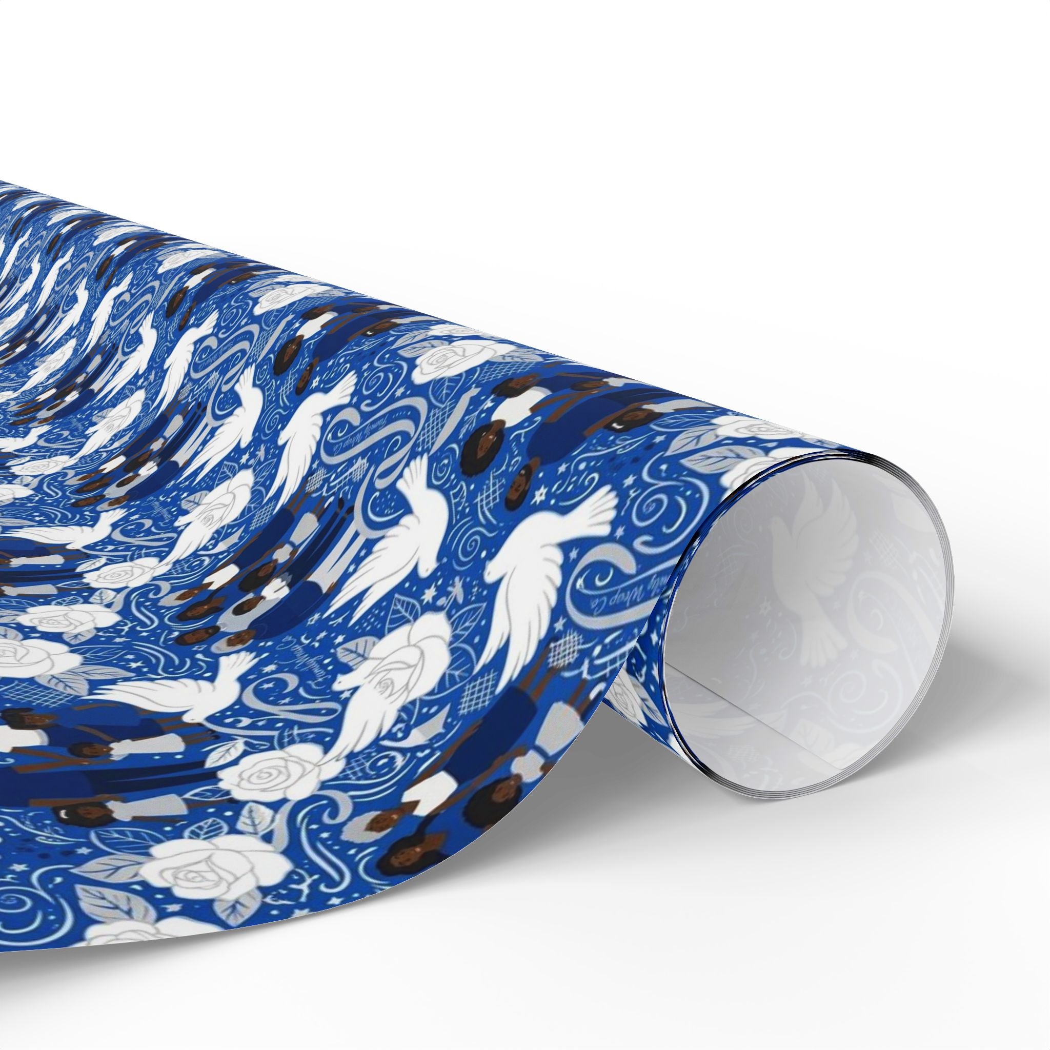 Blue & White Grace Family Collection — African American Gift Wrap by Family Wrap Co.