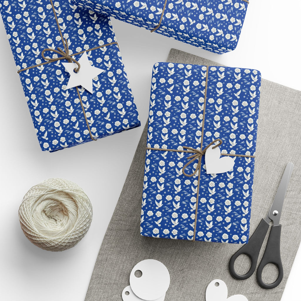 Royal Blue & White Cloud Garden -- Celestial Bloom — African American Gift Wrap by Family Wrap Co.