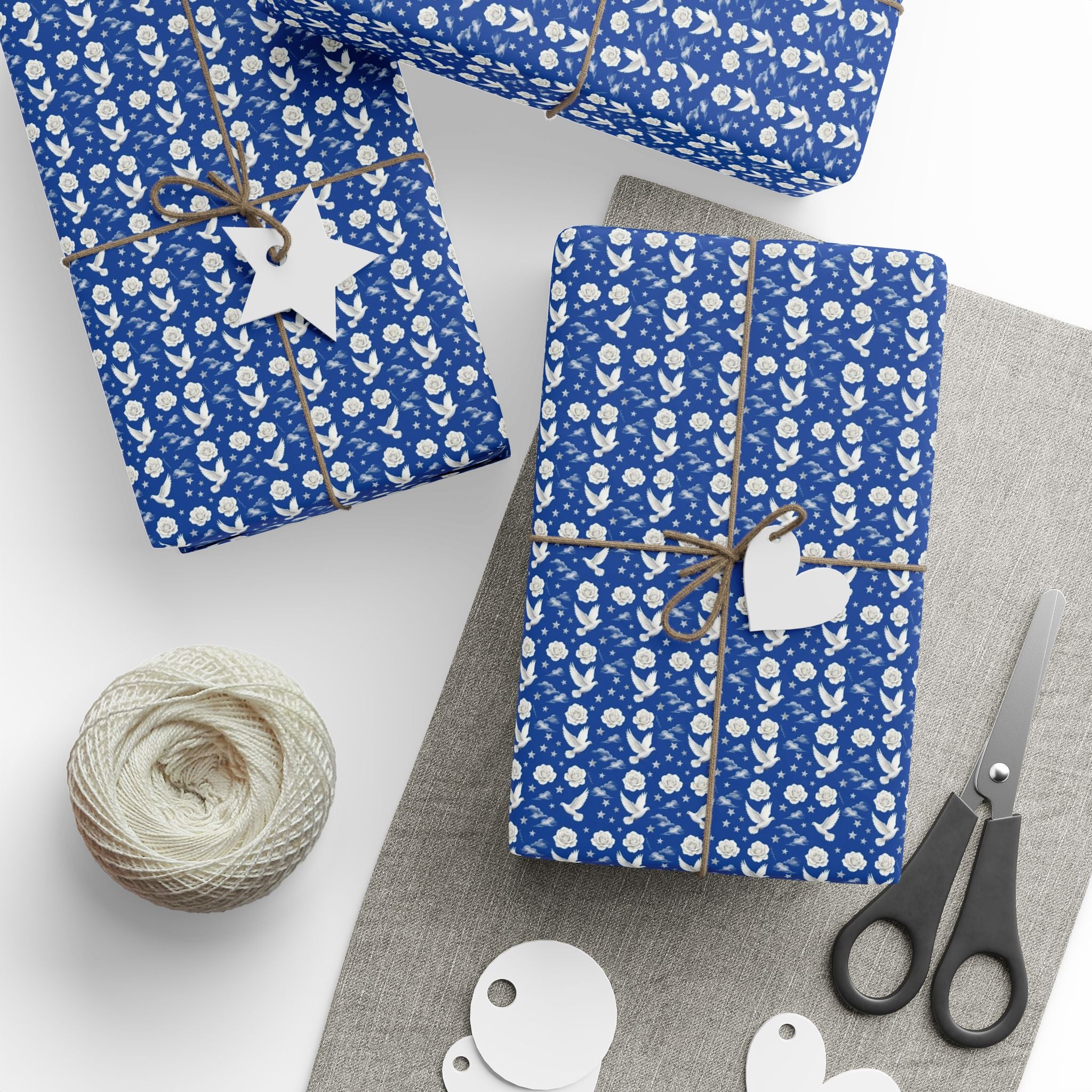 Royal Blue & White Cloud Garden -- Celestial Bloom — African American Gift Wrap by Family Wrap Co.