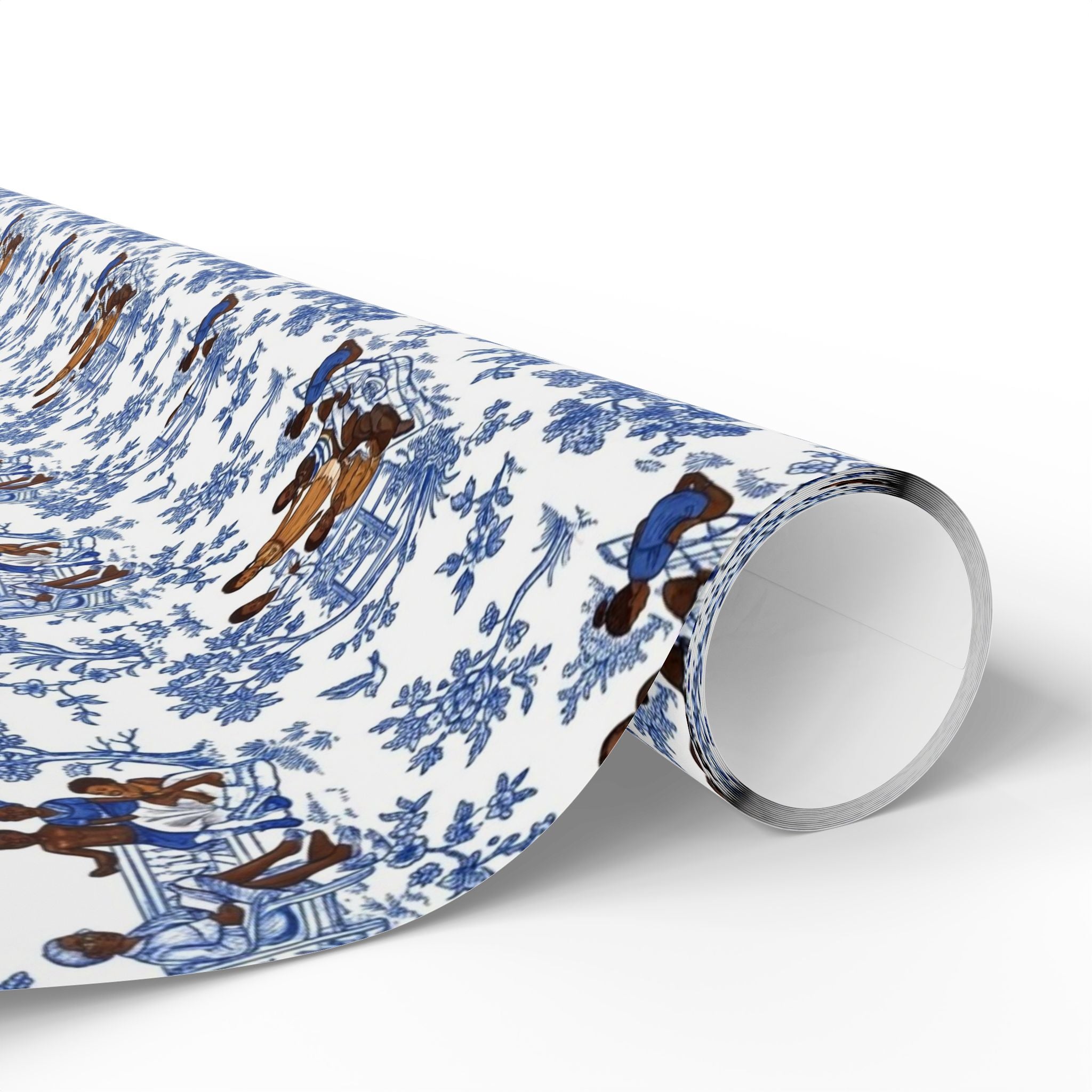 Royal Blue & White Toile Heritage Wrapping Paper — Family Wrap Co.