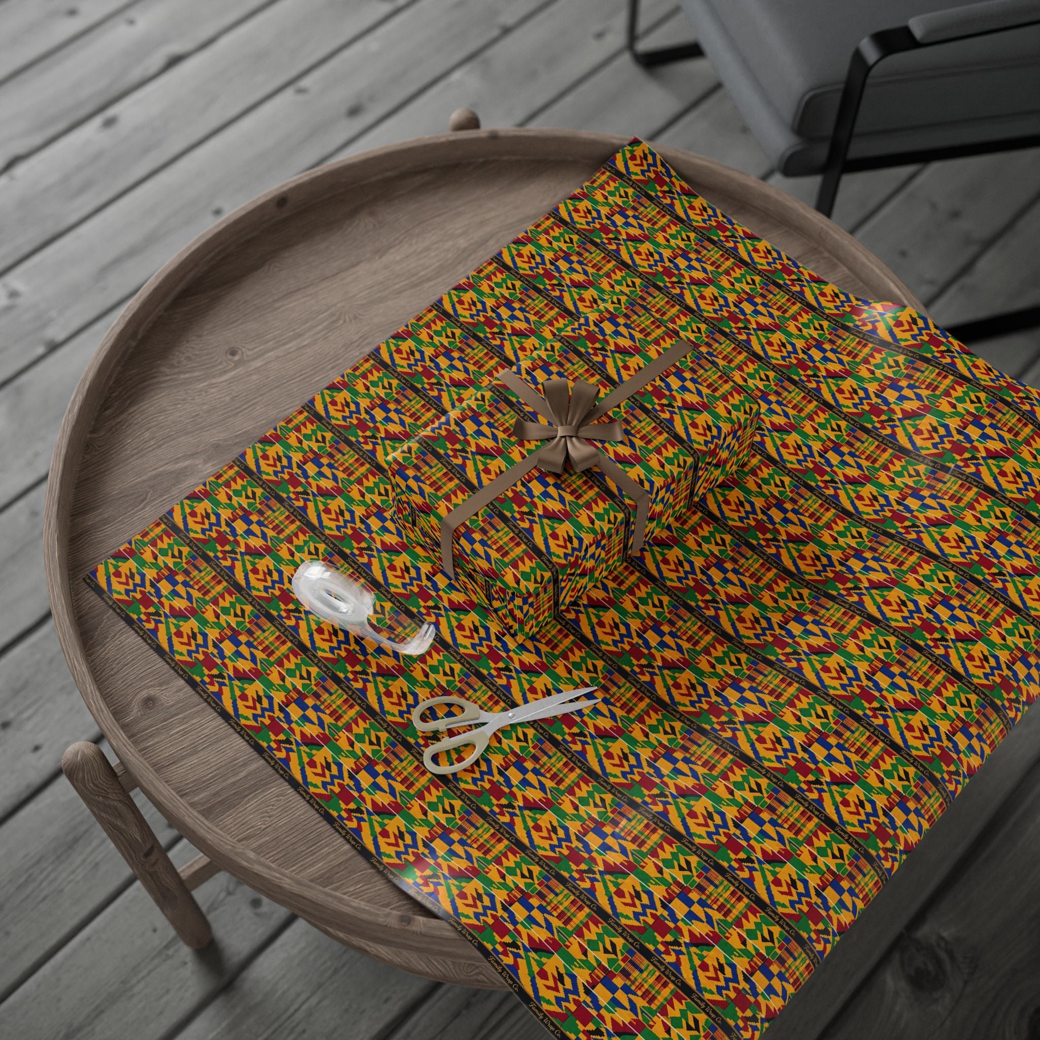 Kente Cloth Heritage Pattern — African American Gift Wrap by Family Wrap Co.