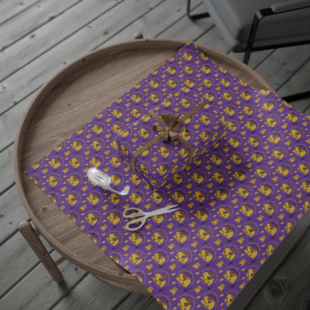 Royal Purple & Old Gold Family Heritage Pattern — African American Gift Wrap by Family Wrap Co.