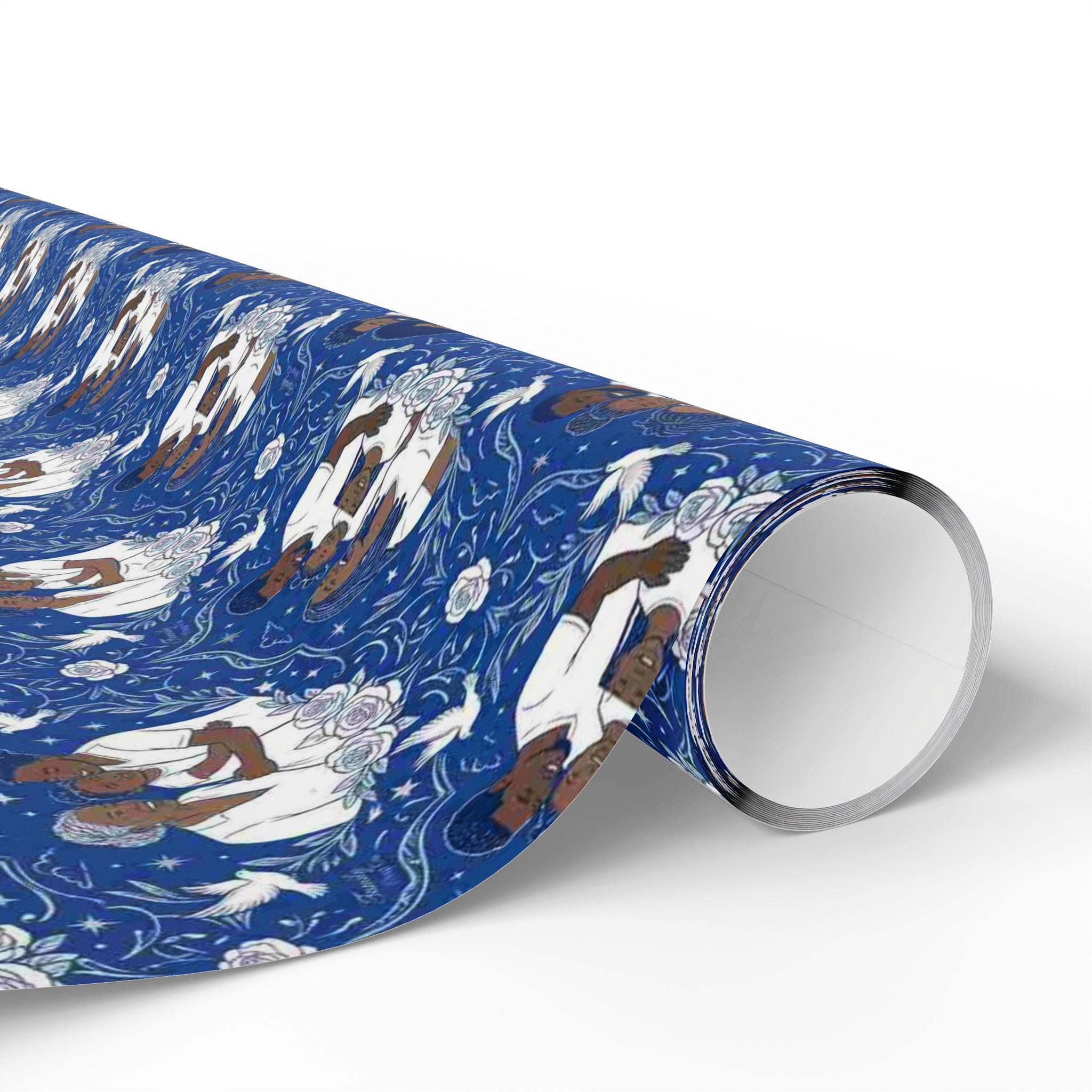Star Rise Families of Light — Royal Blue & Silver Celestial Wrapping Paper — Family Wrap Co.