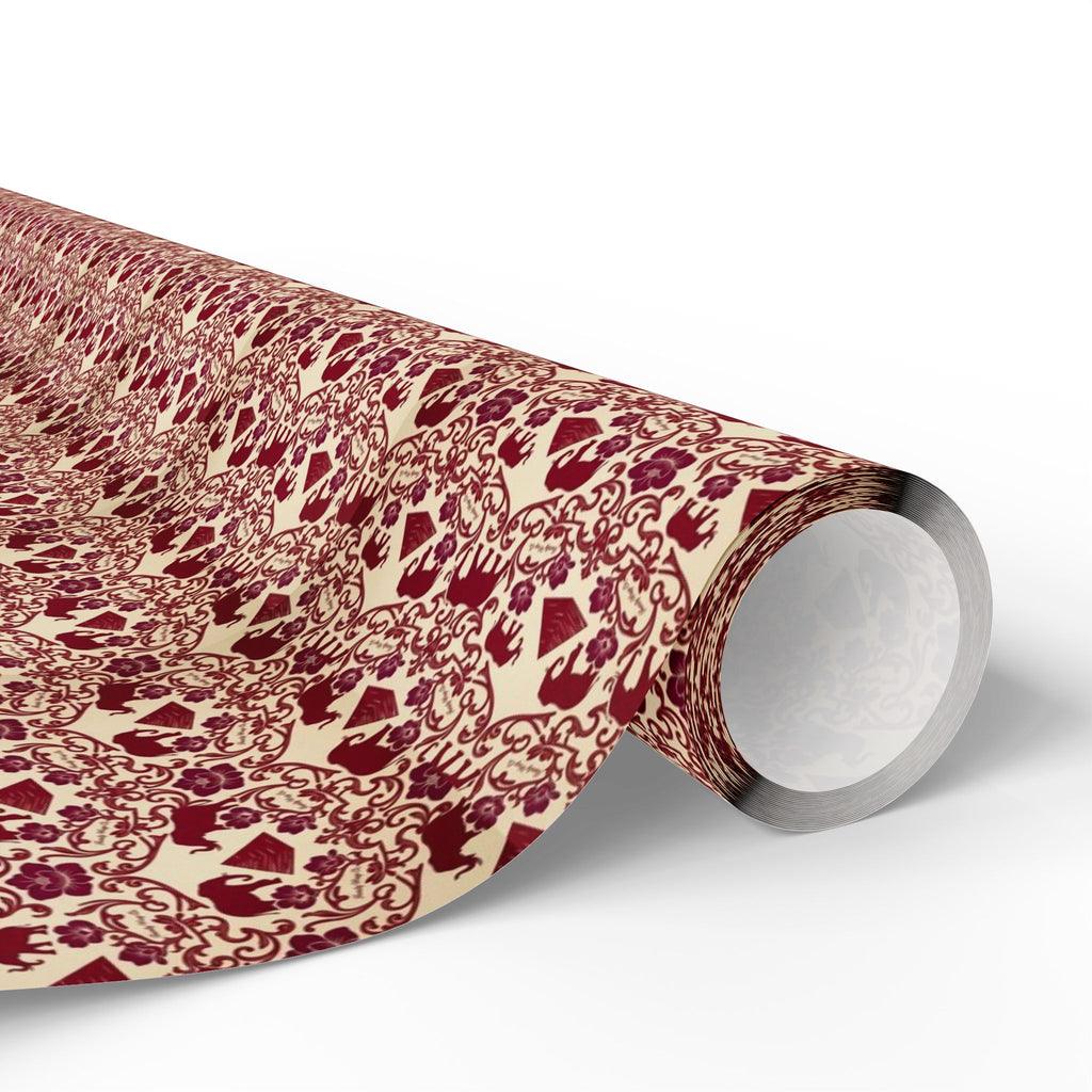 Crimson & Cream Elephant Reign -- Heritage in Bloom — African American Gift Wrap by Family Wrap Co.