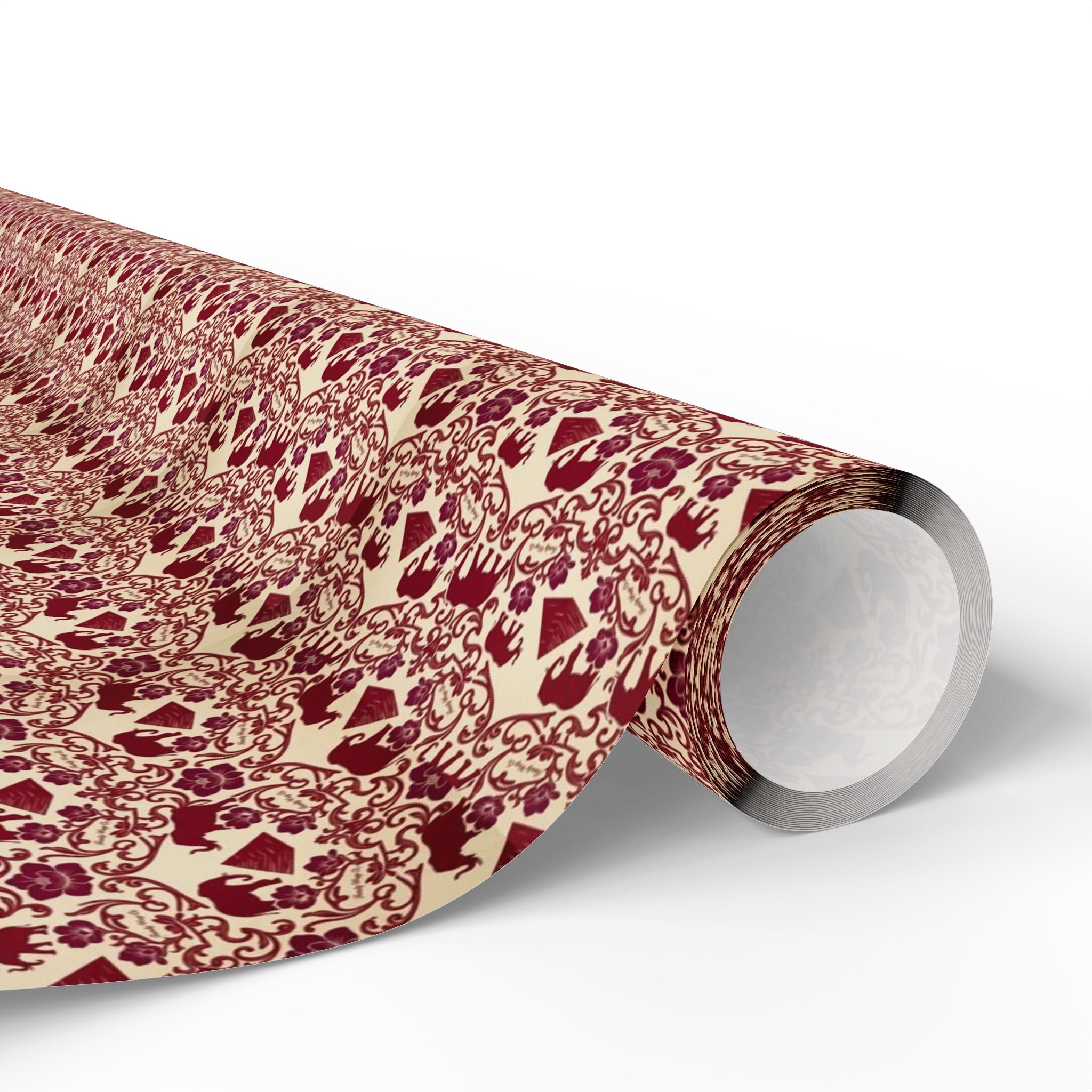 Crimson & Cream Elephant Reign -- Heritage in Bloom — African American Gift Wrap by Family Wrap Co.