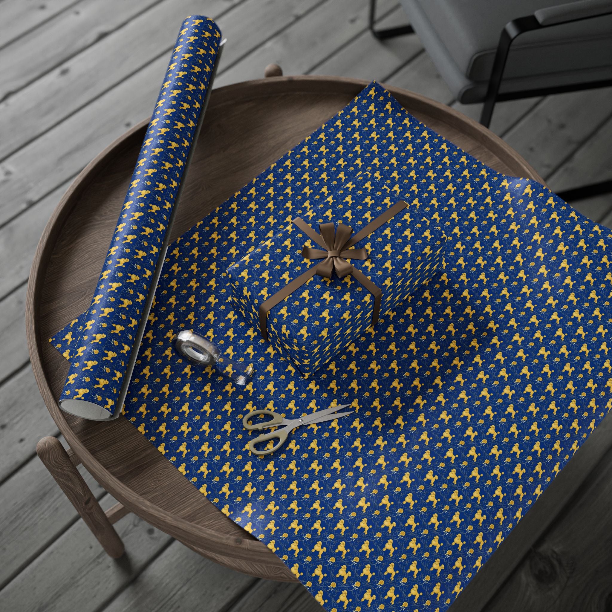 Golden Poodle & Yellow Rose Pattern — African American Gift Wrap by Family Wrap Co.