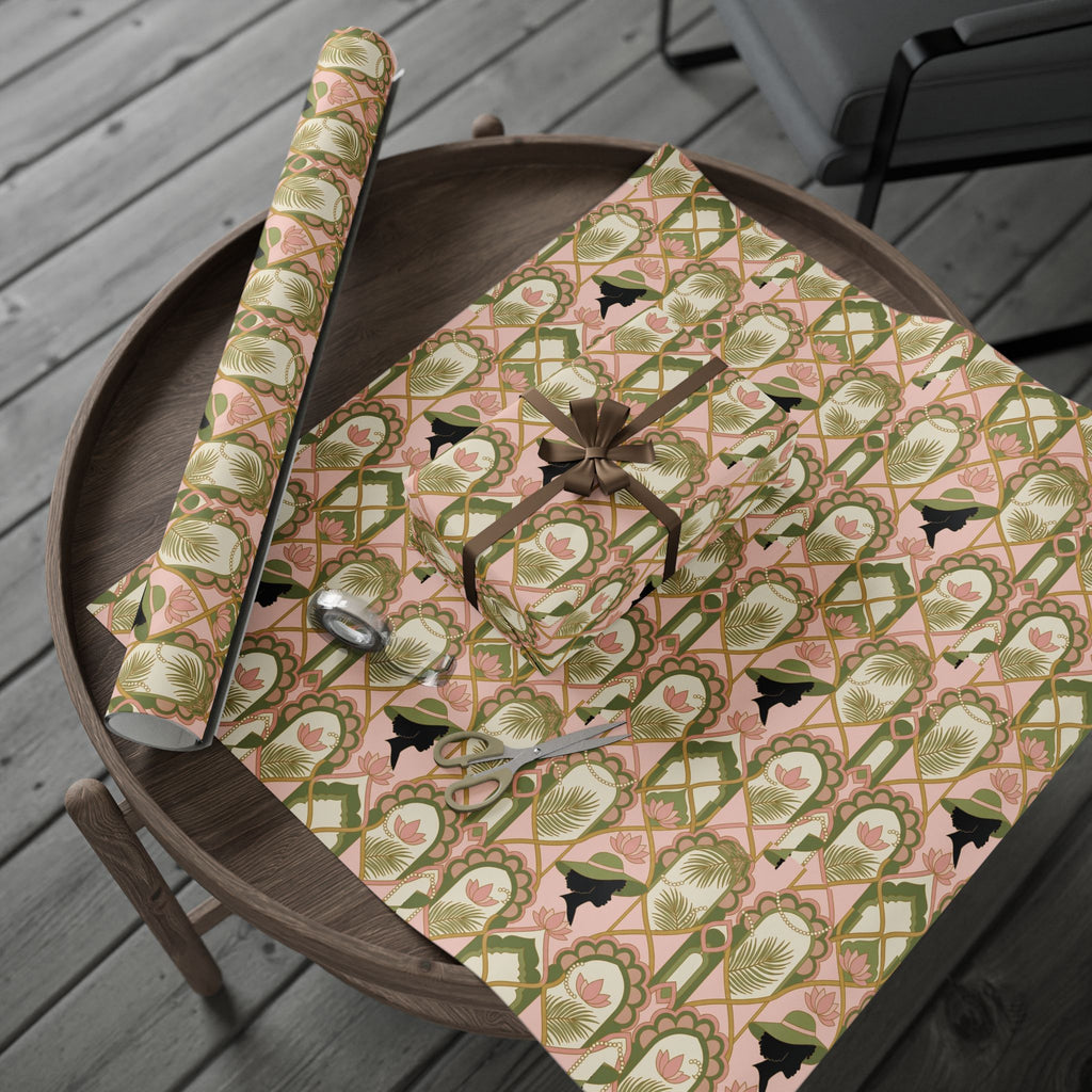 Pink & Green Deco Bloom Silhouettes Gift Wrap — Family Wrap Co.