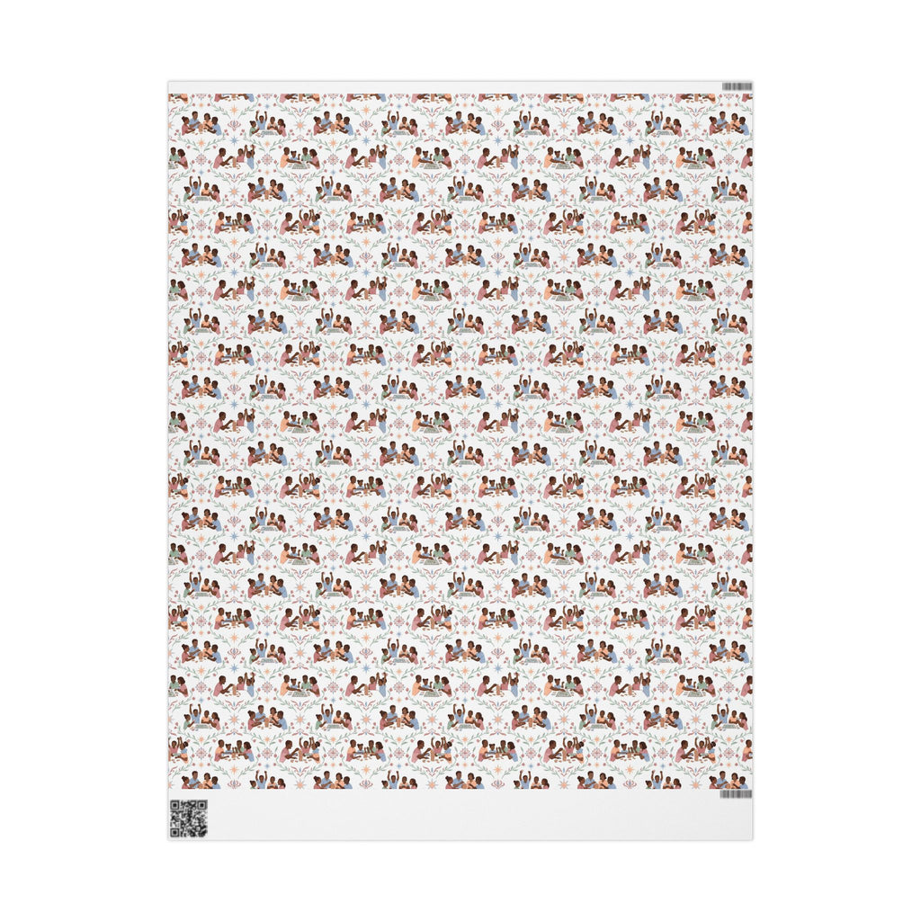 Family Game Night — Dusty Rose & Powder Blue Wrapping Paper — Family Wrap Co.