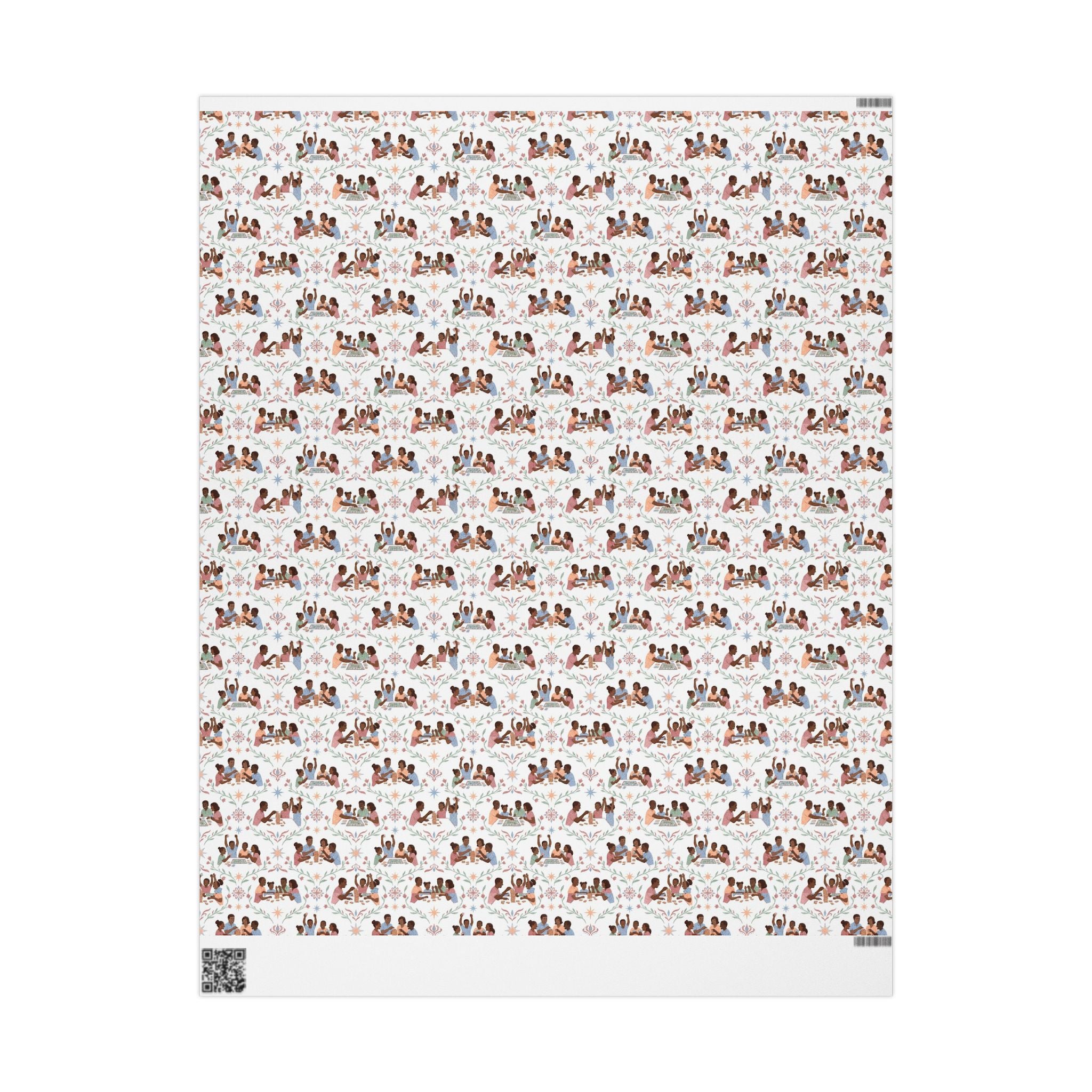 Family Game Night — Dusty Rose & Powder Blue Wrapping Paper — Family Wrap Co.