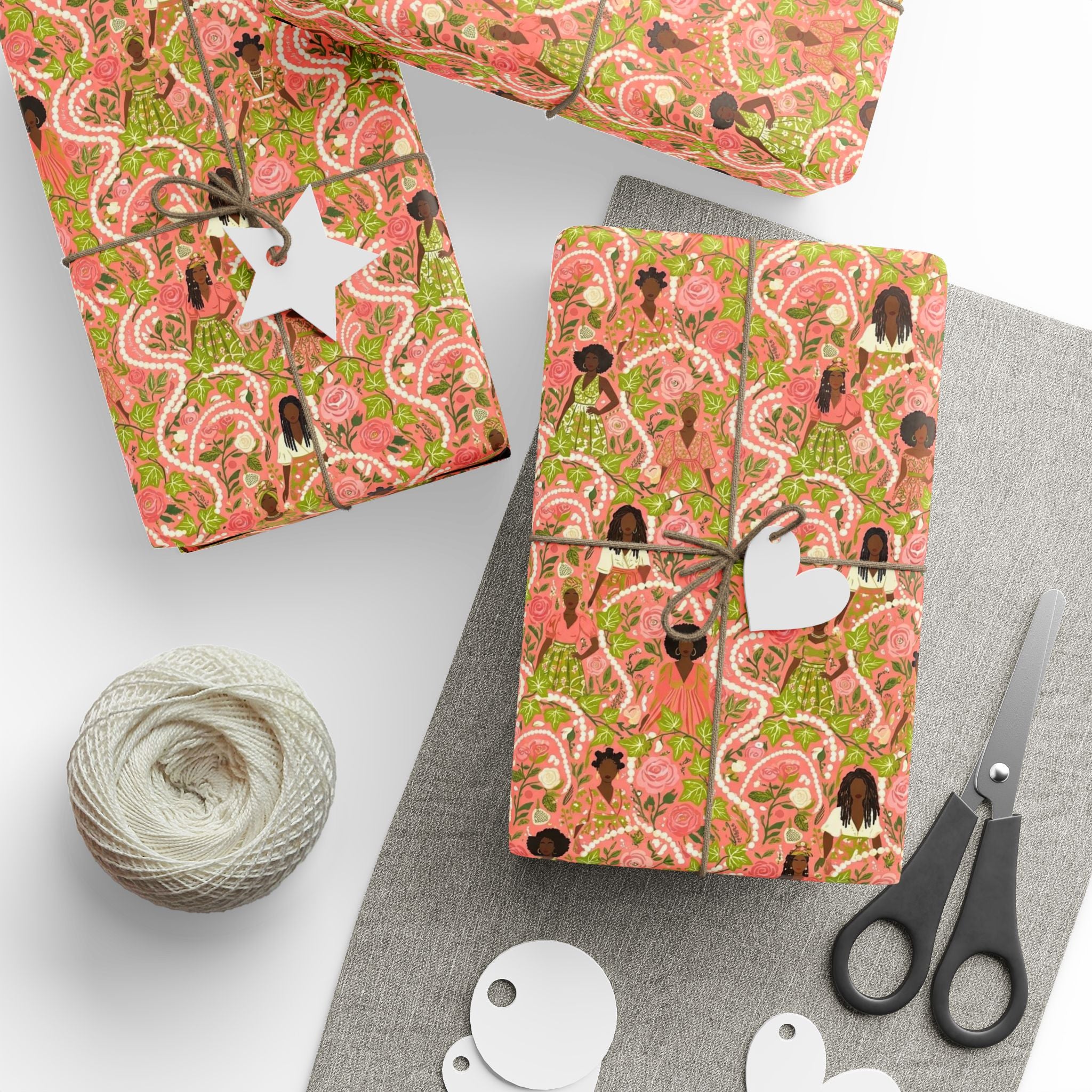 Pink & Green Elegance Women's Collection — African American Gift Wrap by Family Wrap Co.