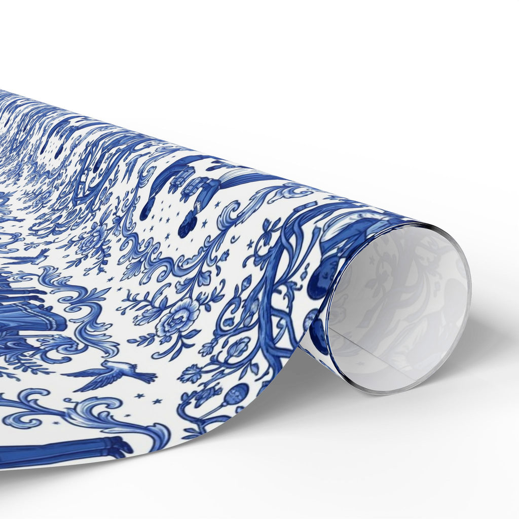 Royal Blue & White Porcelain Toile Wrapping Paper — Family Wrap Co.